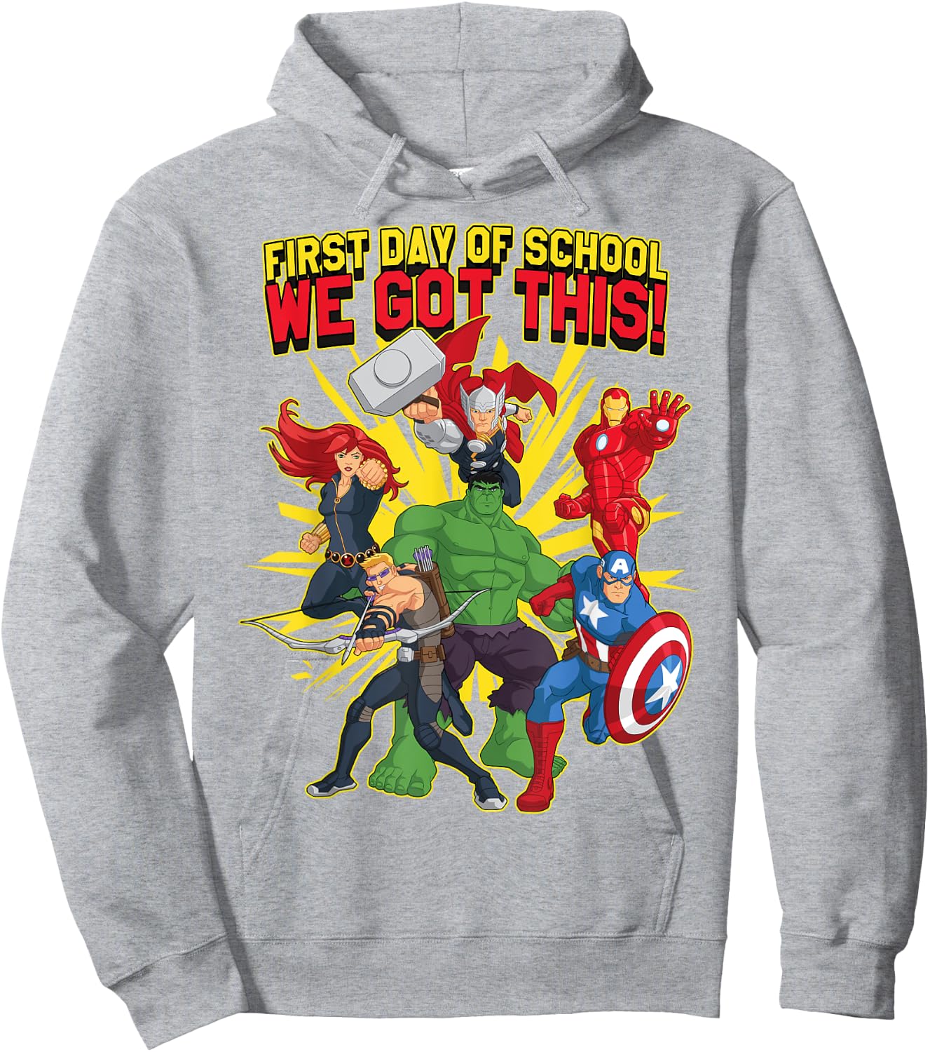 Marvel Avengers First Day Of School Text Hoodie - Hoodie | Ash