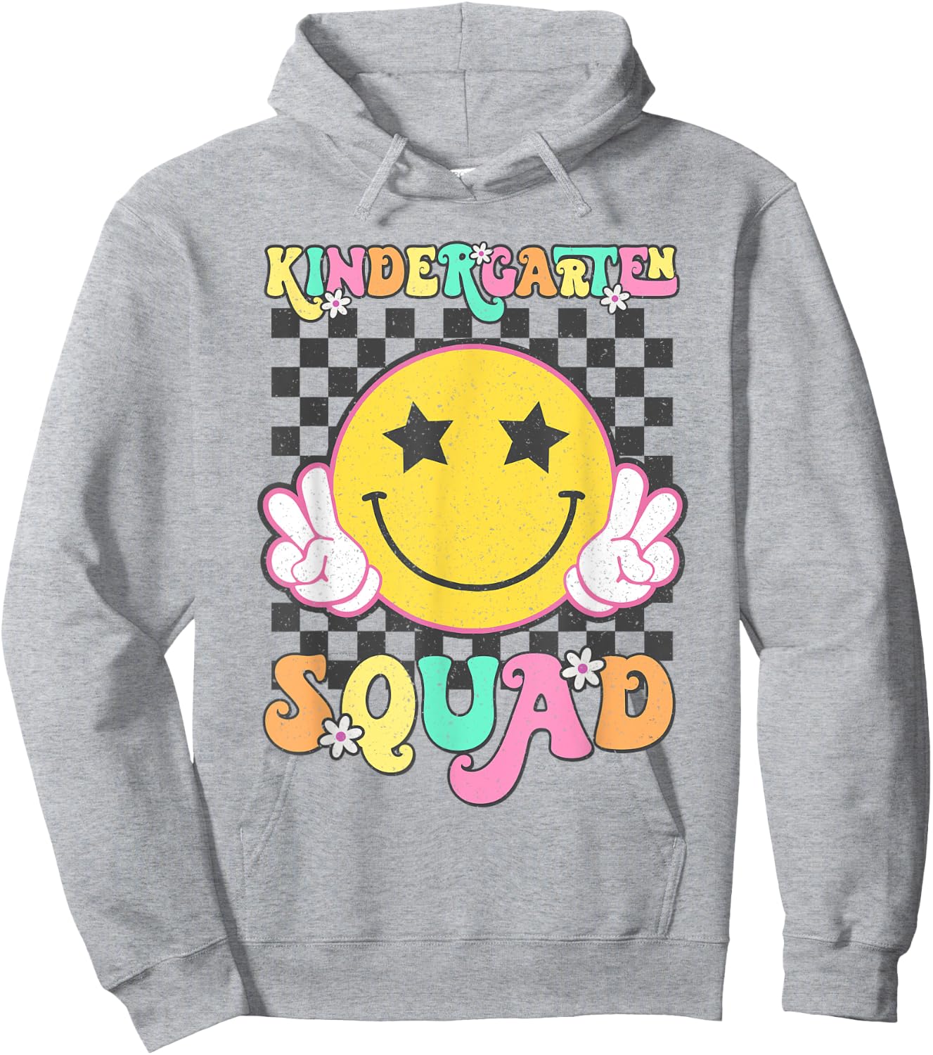 KinderGarten Squad Smile Retro Back To School Hoodie - Hoodie | Ash