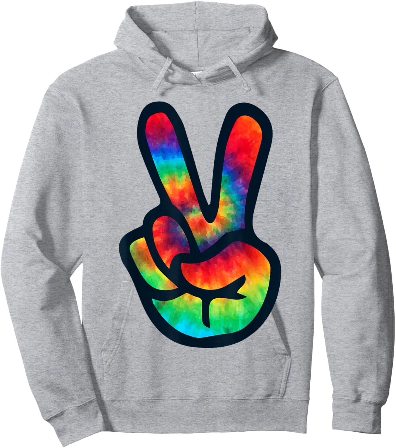 Peace Sign Hand Tie Dye | Hippies Christmas V Hoodie - Hoodie | Ash
