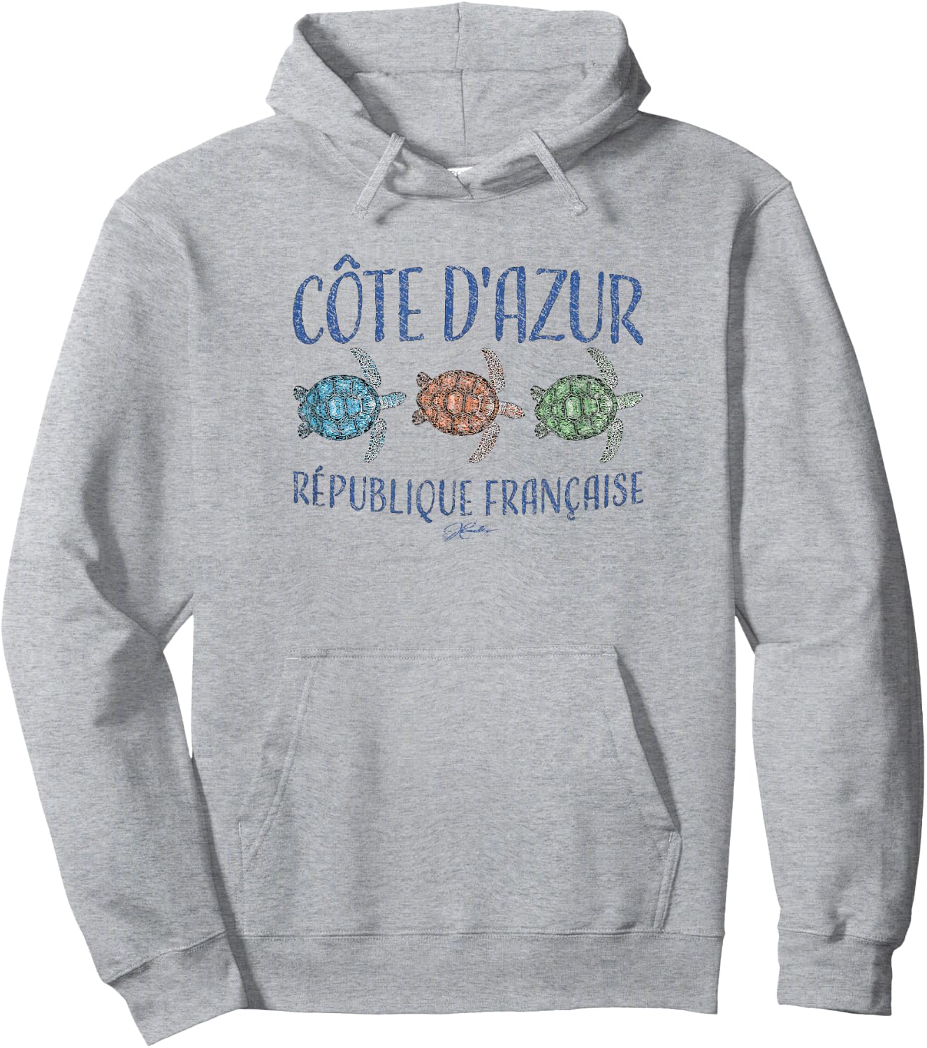 JCombs: Cote D'Azur, France, Three Sea Turtles Hoodie - Hoodie | Ash