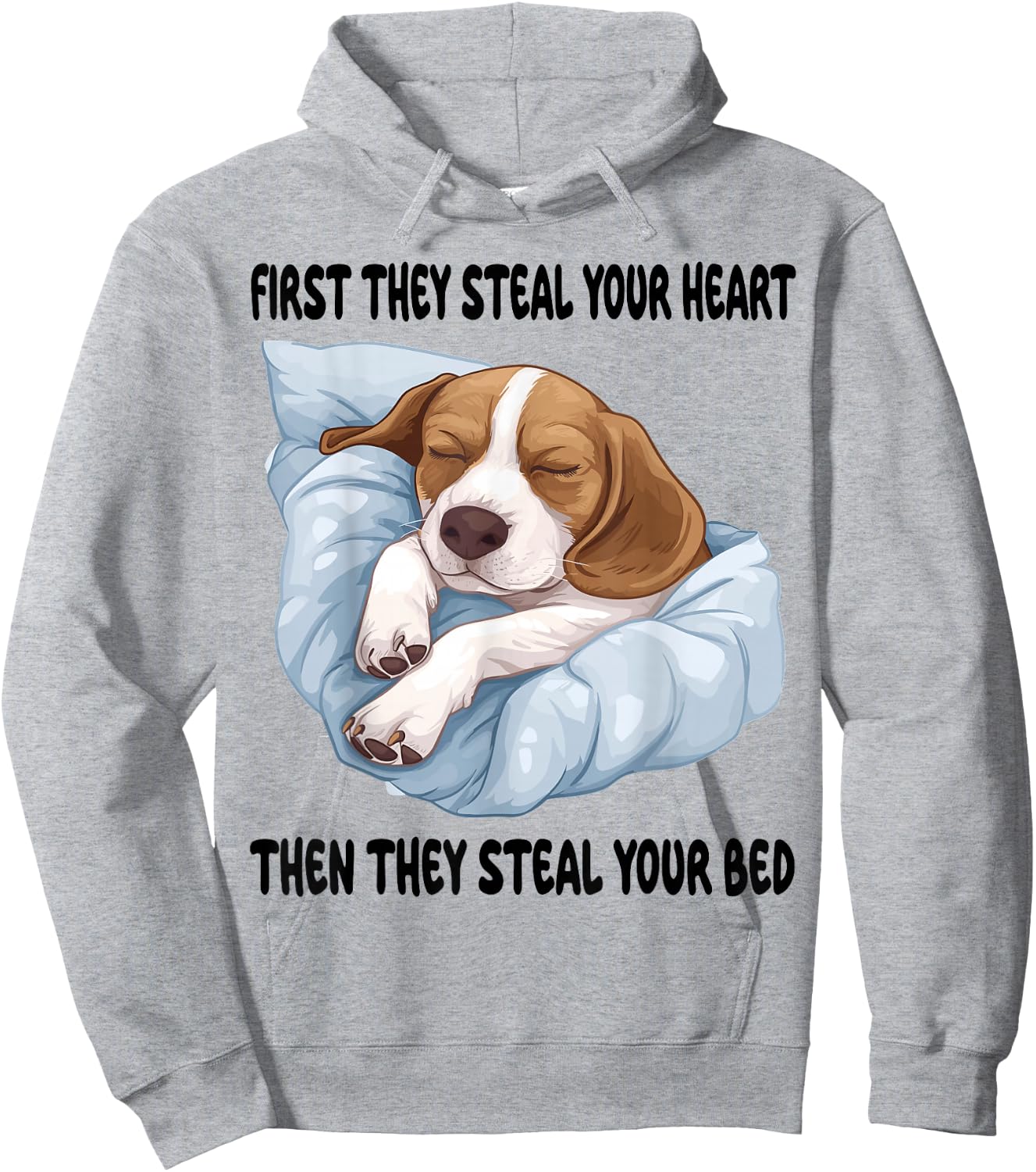 Beagle Sleeping Pajamas Nightgown Hoodie - Hoodie | Ash