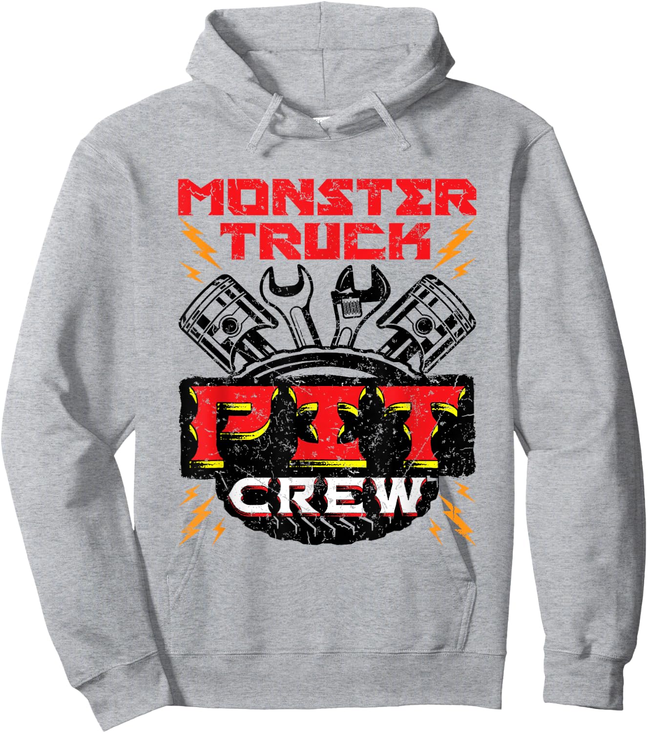 Monster Truck Pit Crew Men Boys Rally Hoodie - Hoodie | Ash