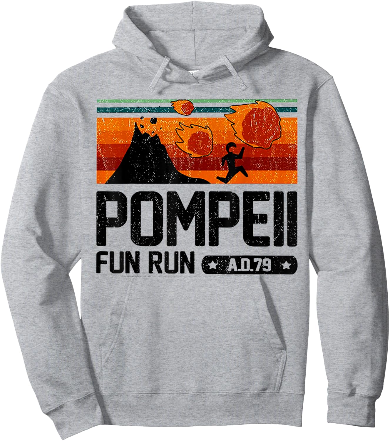 Pompeii Fun Run 79 AD Retro Vintage Hoodie - Hoodie | Ash