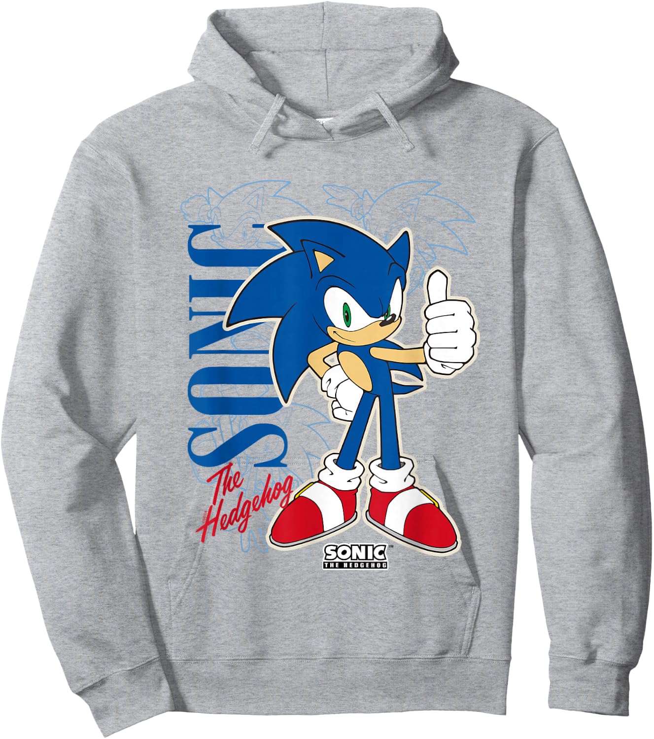 Sonic The Hedgehog Thumbs Up Retro Shot Hoodie - Hoodie | Ash