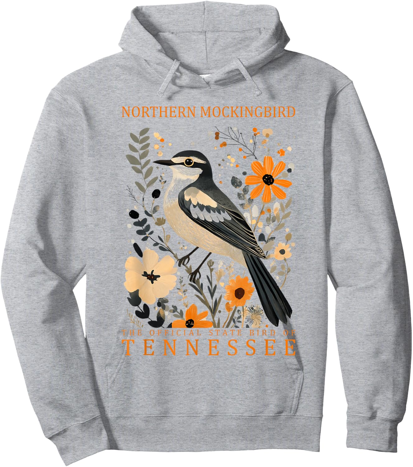 Northern Mockingbird Tennessee State Bird Art Hoodie - Hoodie | Ash