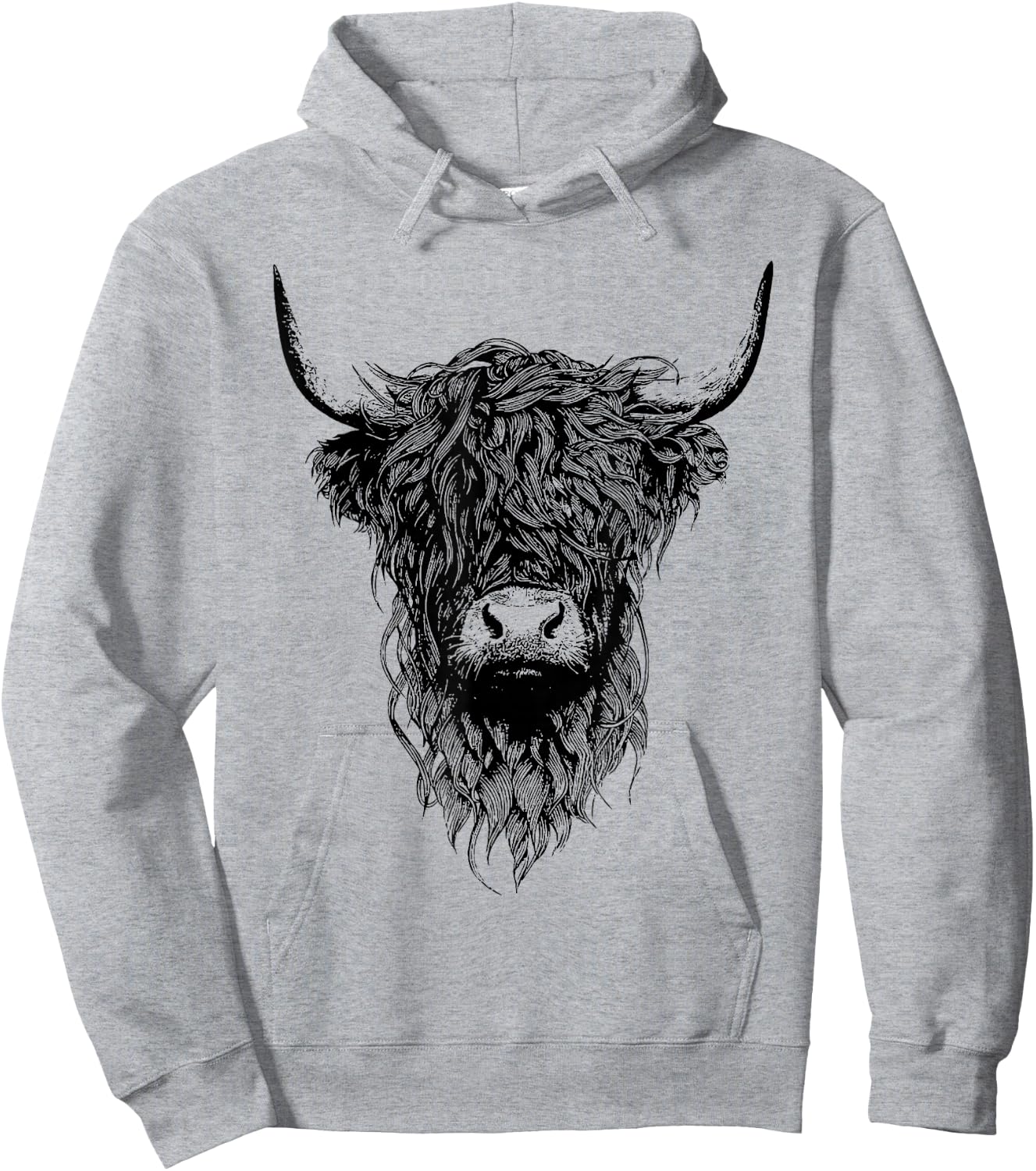 Scottish Highland Cow Cattle Hairy Cow Hoodie - Hoodie | Ash