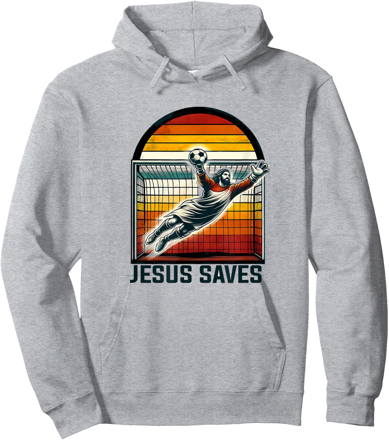 Jesus Saves Funny Football Hoodie - Hoodie | Ash