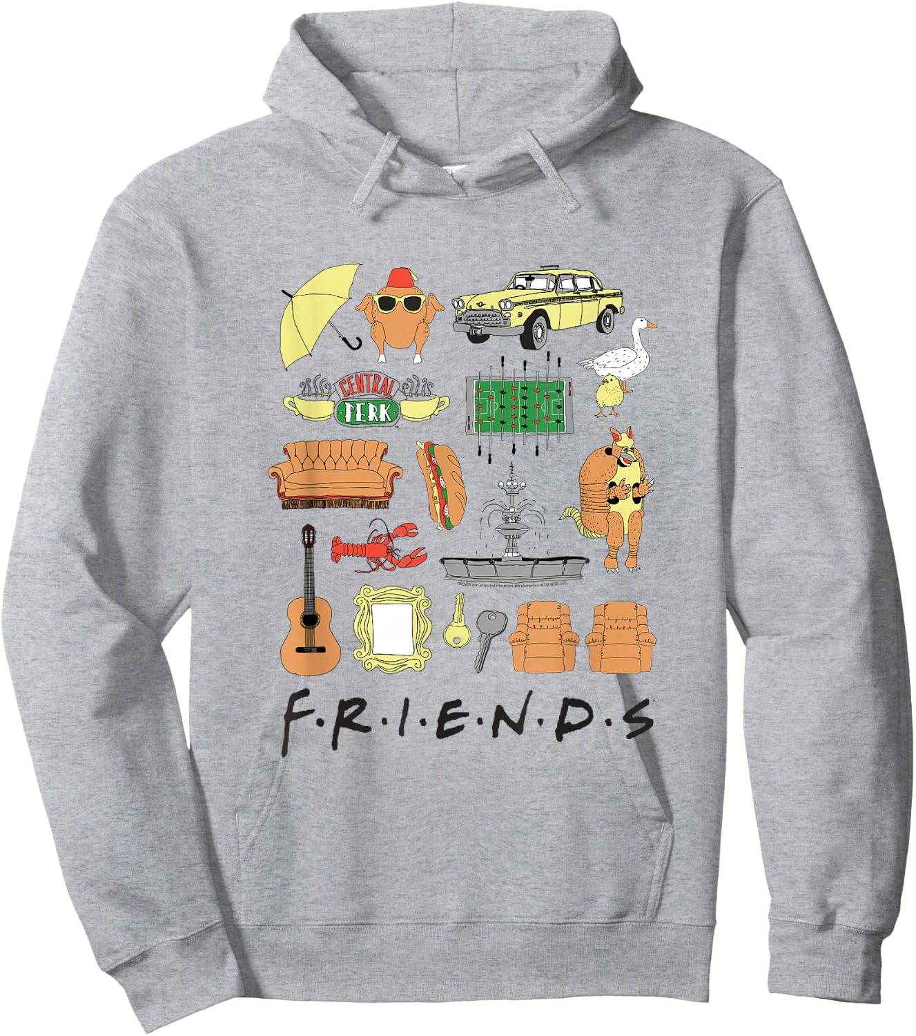 Friends Hand Drawn Icon Collage TV Show Hoodie - Hoodie | Ash