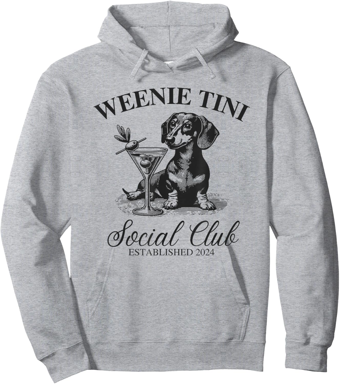 Dachshund Weenie Tini Social Club Hoodie - Hoodie | Ash