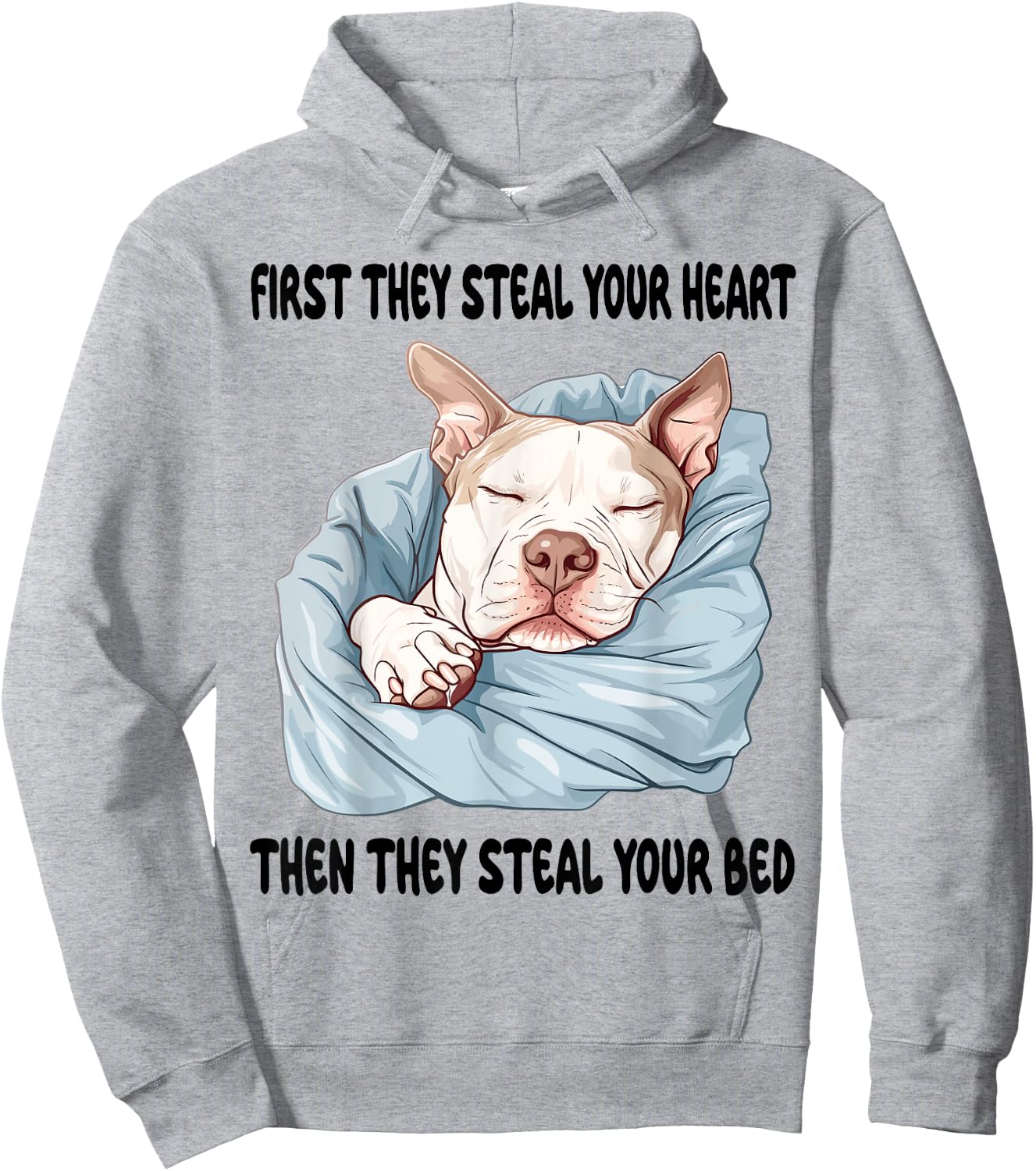 Pitbull Sleeping Pajamas Nightgown Hoodie - Hoodie | Ash