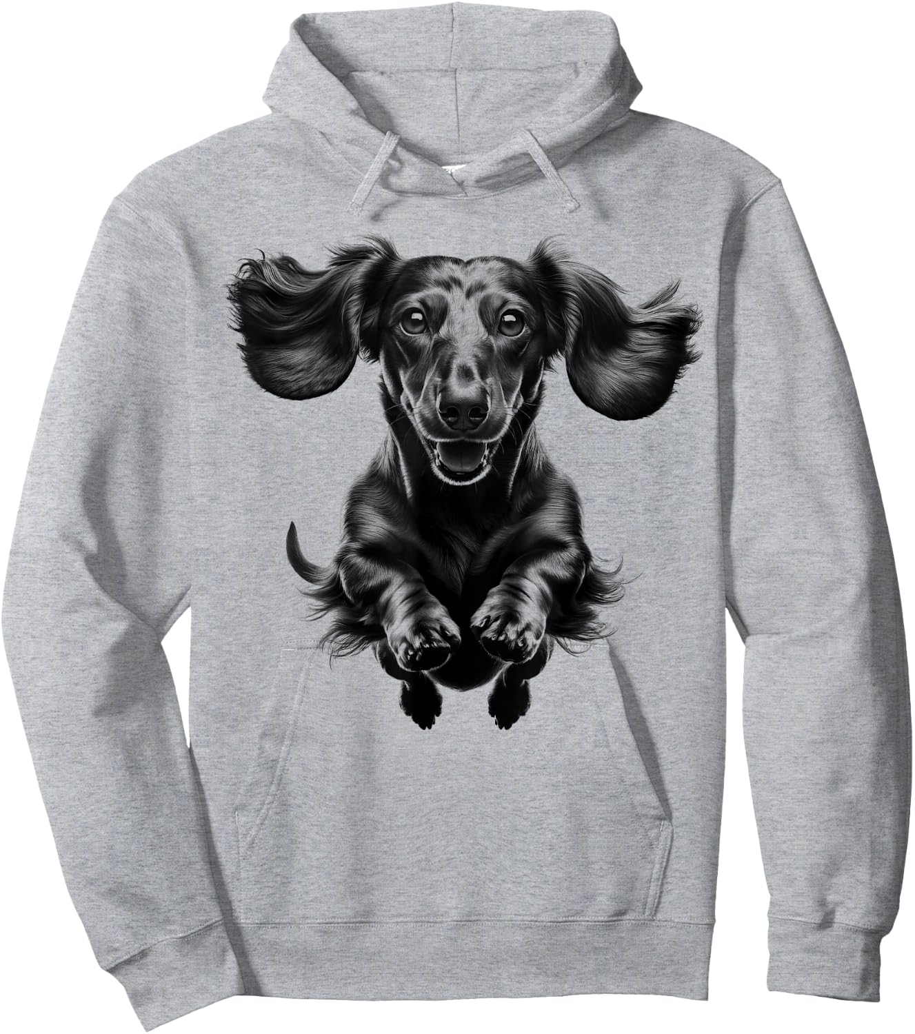 Funny Dachshund in Jump as a Cool Portrait Hoodie - Hoodie | Ash