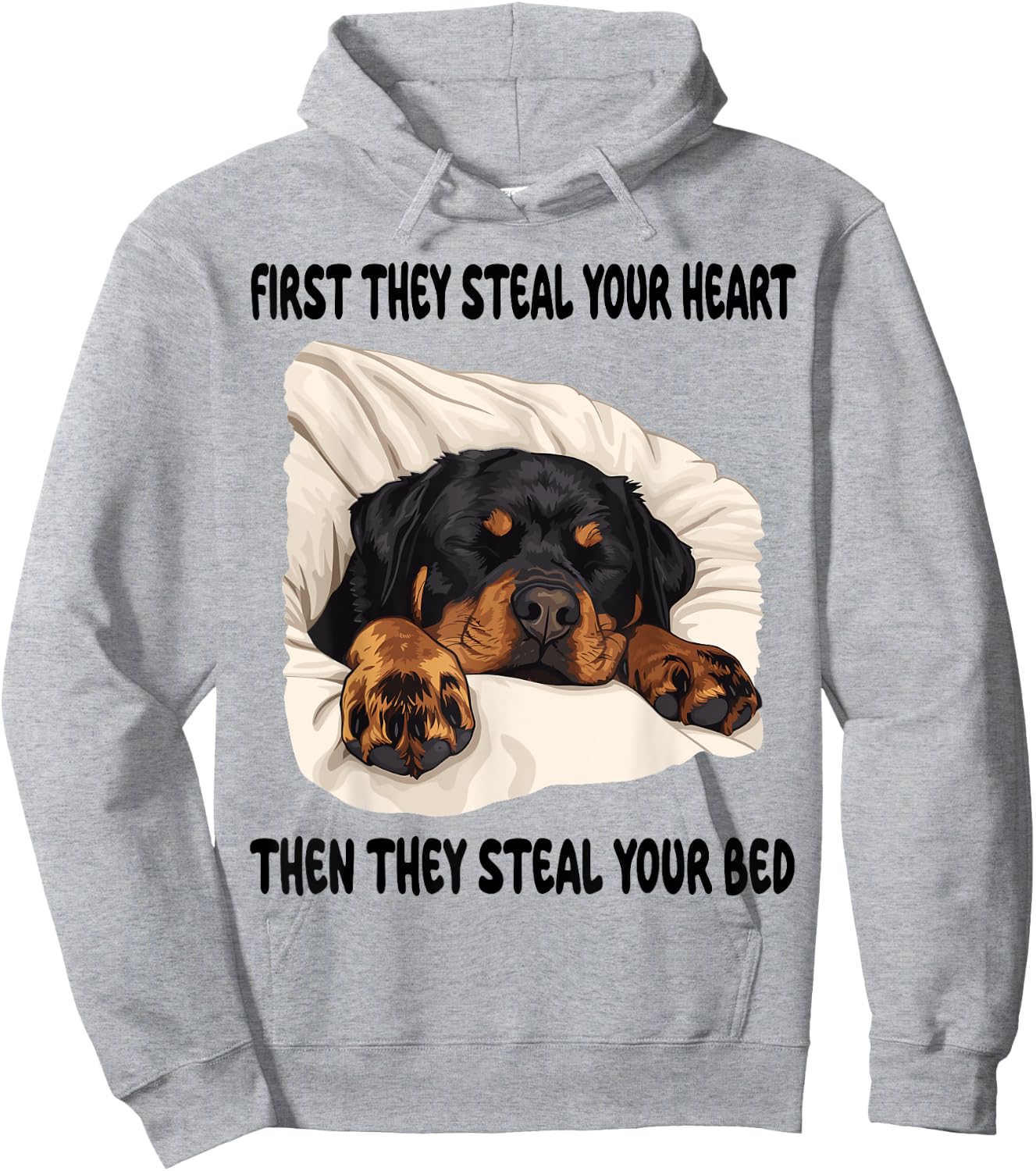 Rottweiler Sleeping Pajamas Nightgown Hoodie - Hoodie | Ash