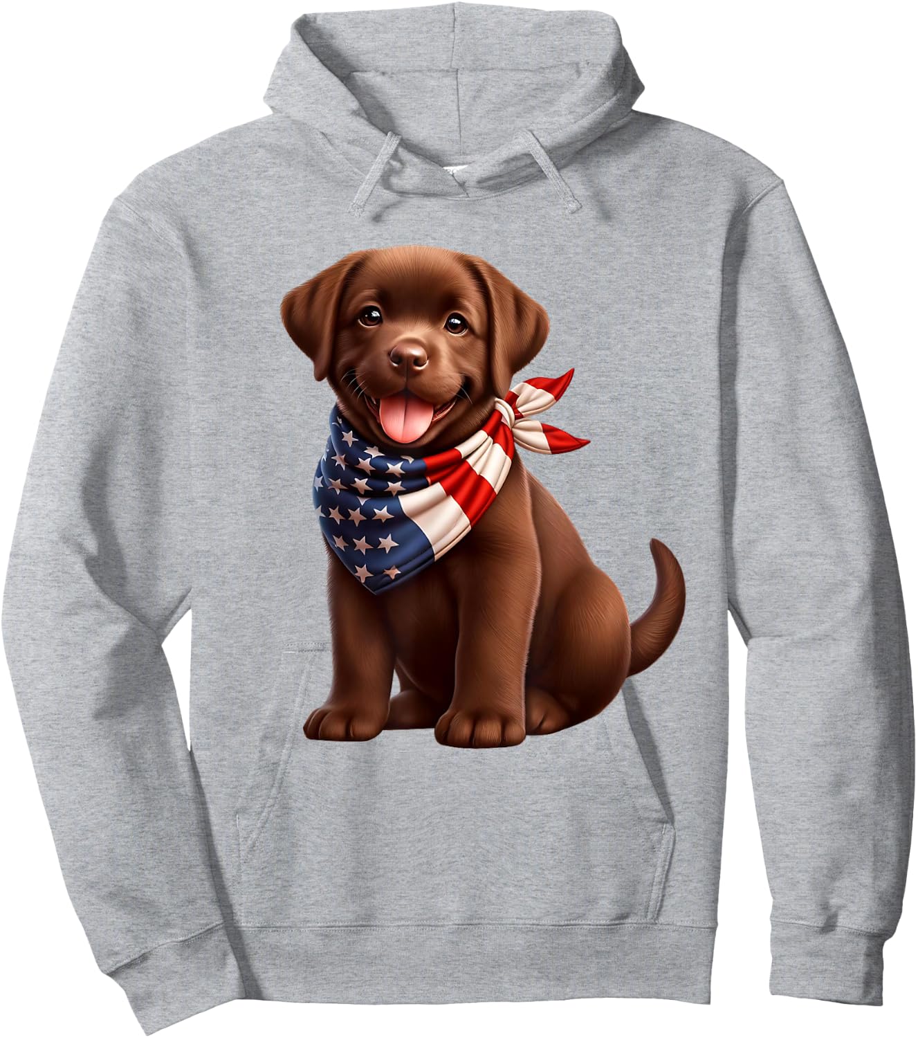 Cute Chocolate Labrador Puppy 4th Of July Dog Hoodie - Hoodie | Ash