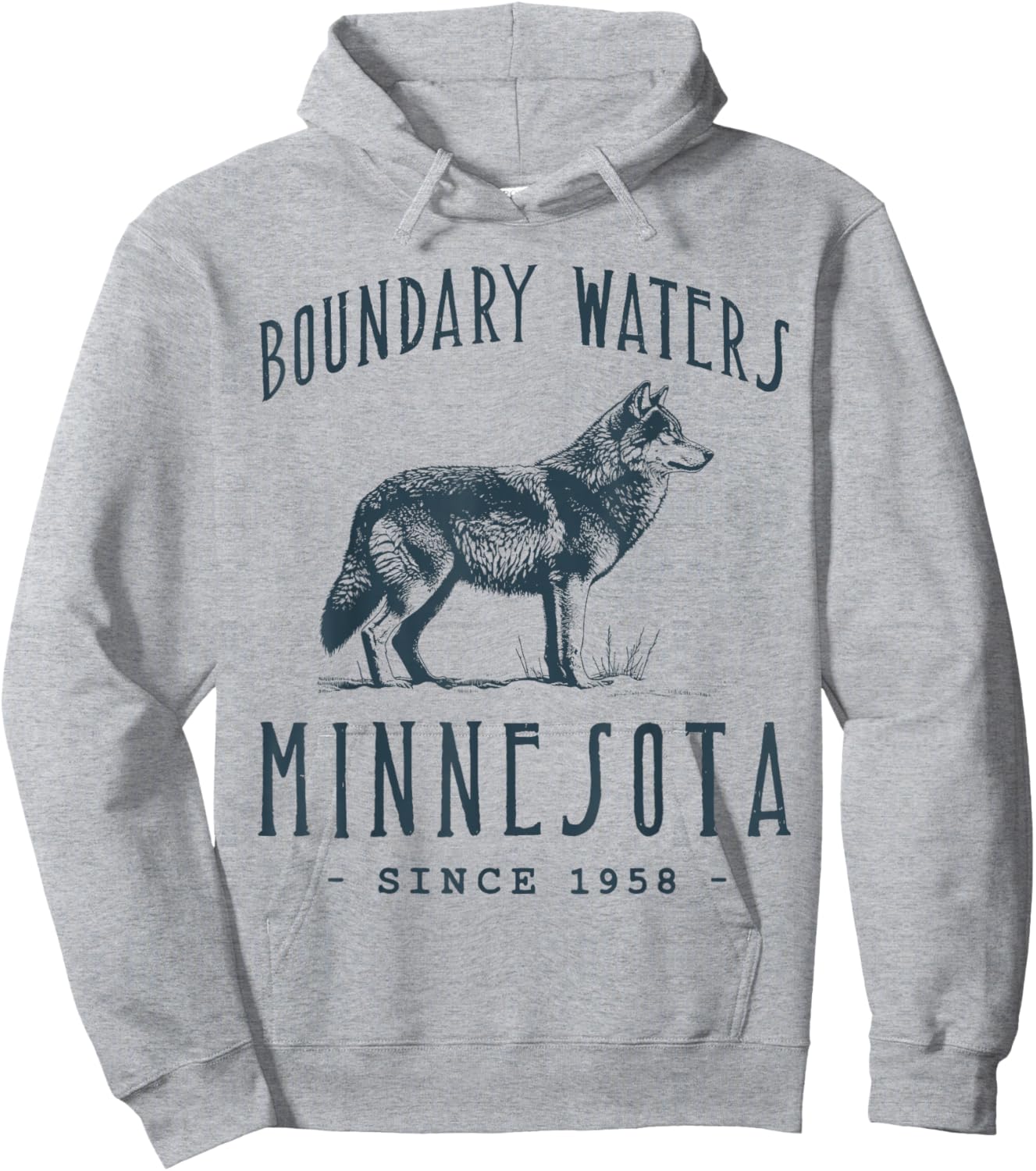 Boundary Waters. Wolf Outdoor Wildlife Hoodie - Hoodie | Ash