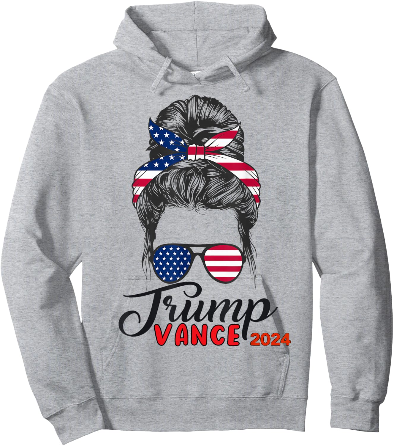 Trump Vance 2024 Trump Girl USA Flag Hoodie - Hoodie | Ash