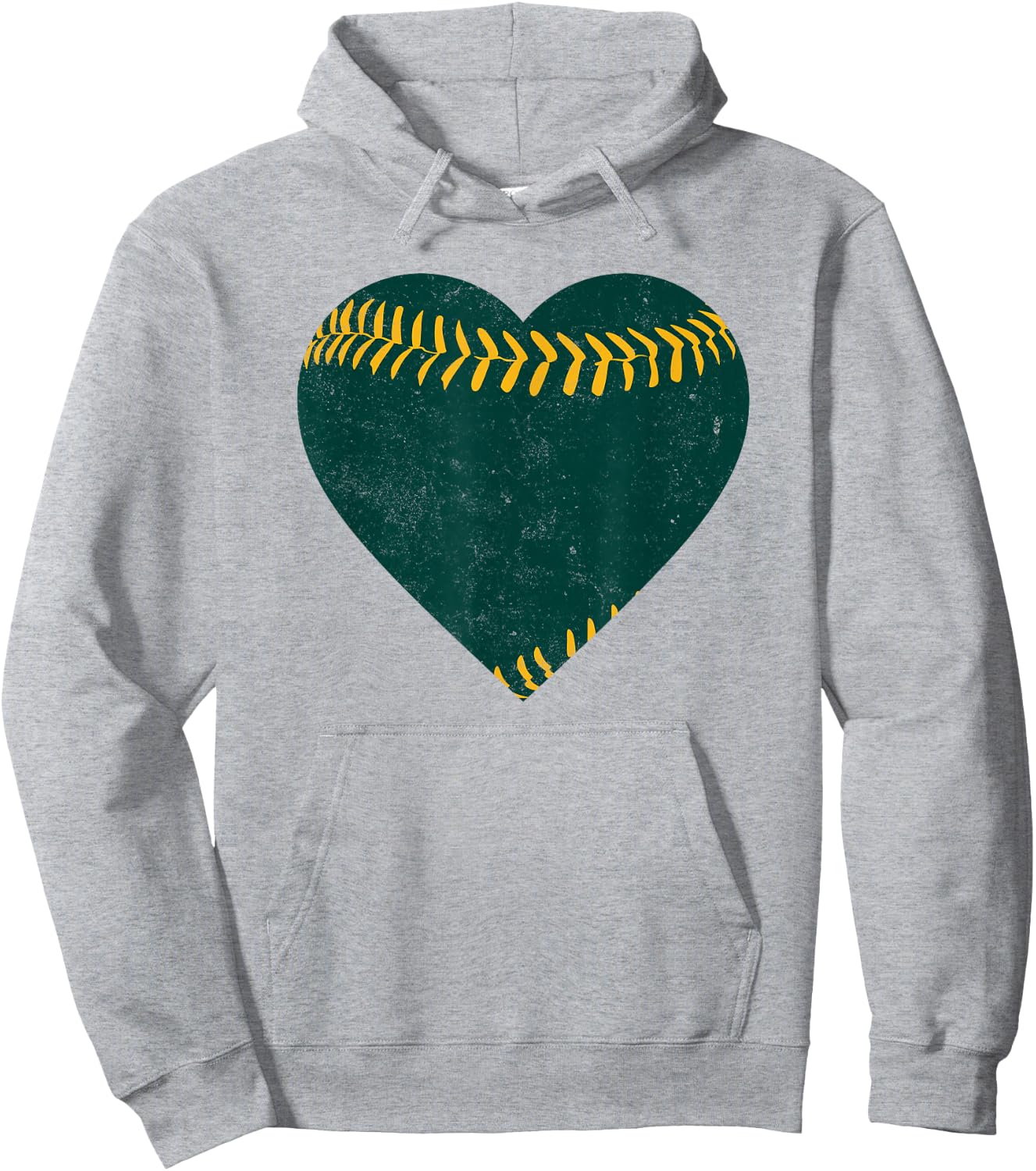 Vintage Green and Gold Baseball Heart Hoodie - Hoodie | Ash