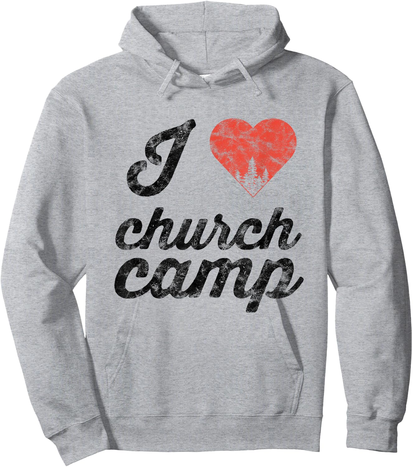 I Love Church Camp Heart Jesus Believer Hoodie - Hoodie | Ash