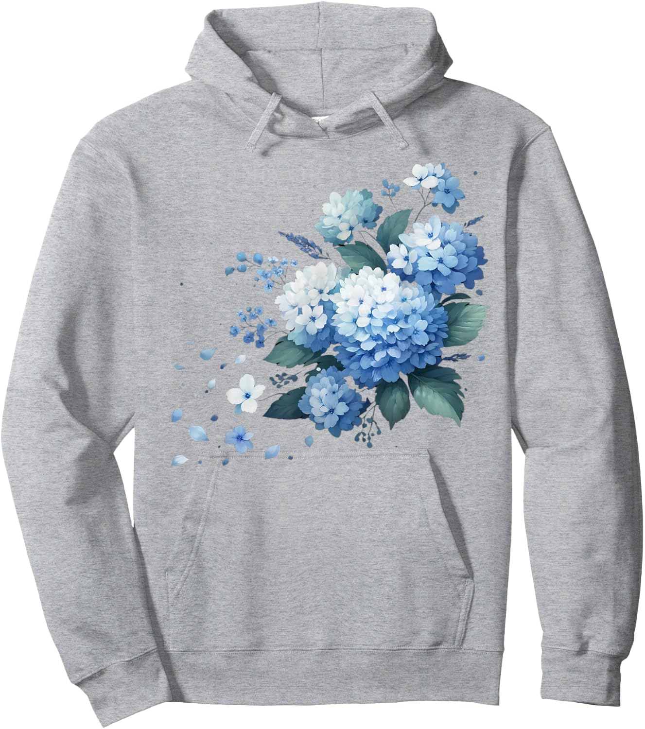 Watercolor Blue Hydrangeas Hoodie - Hoodie | Ash