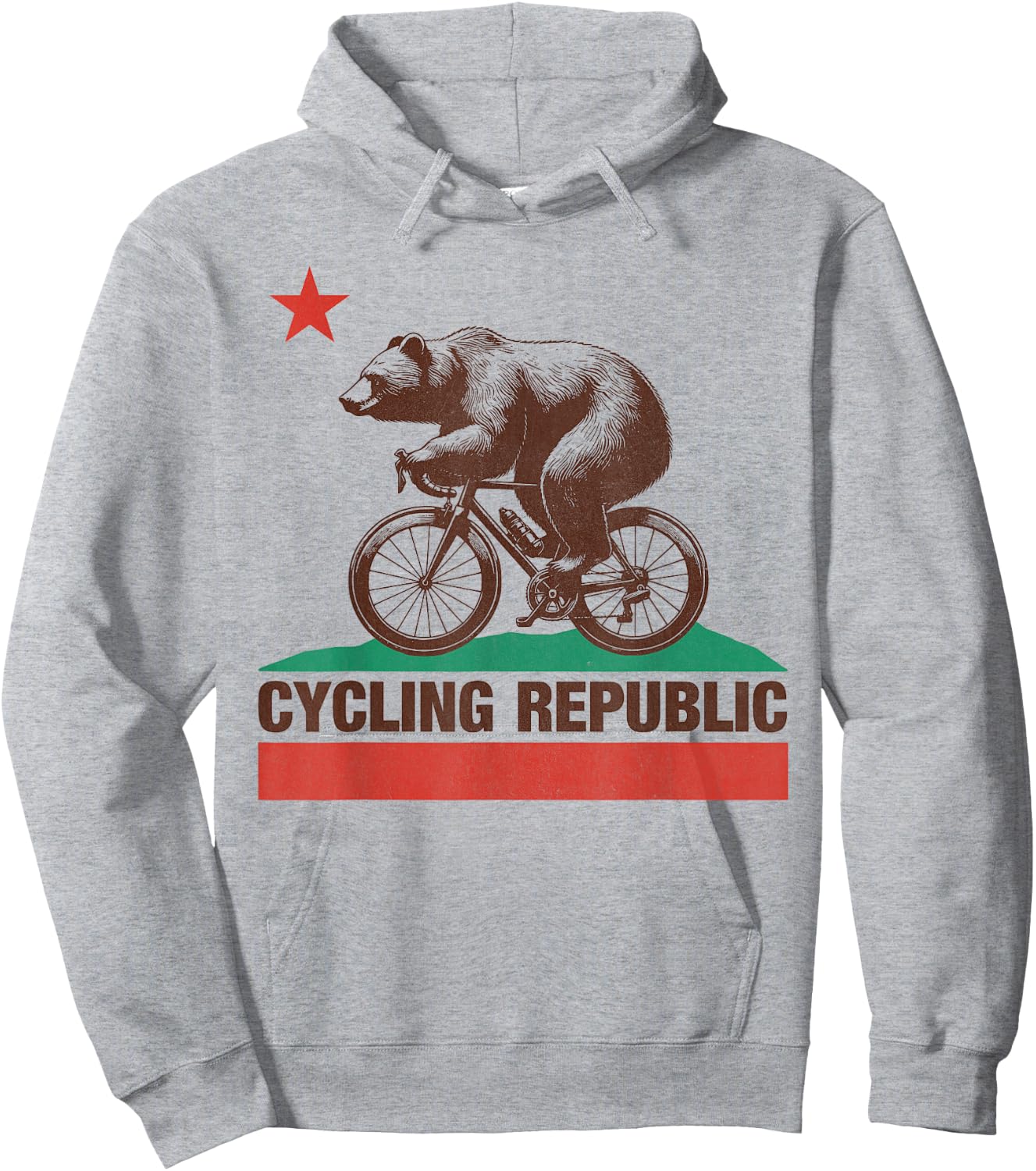 California Flag Cycling Republic - Bear Cyclist Hoodie - Hoodie | Ash