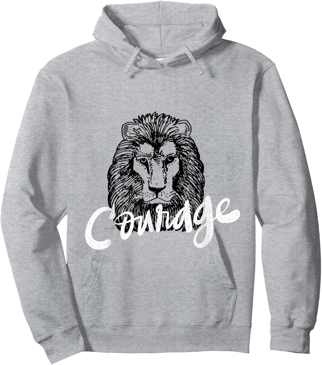 Lion Head Courage Hoodie - Hoodie | Ash