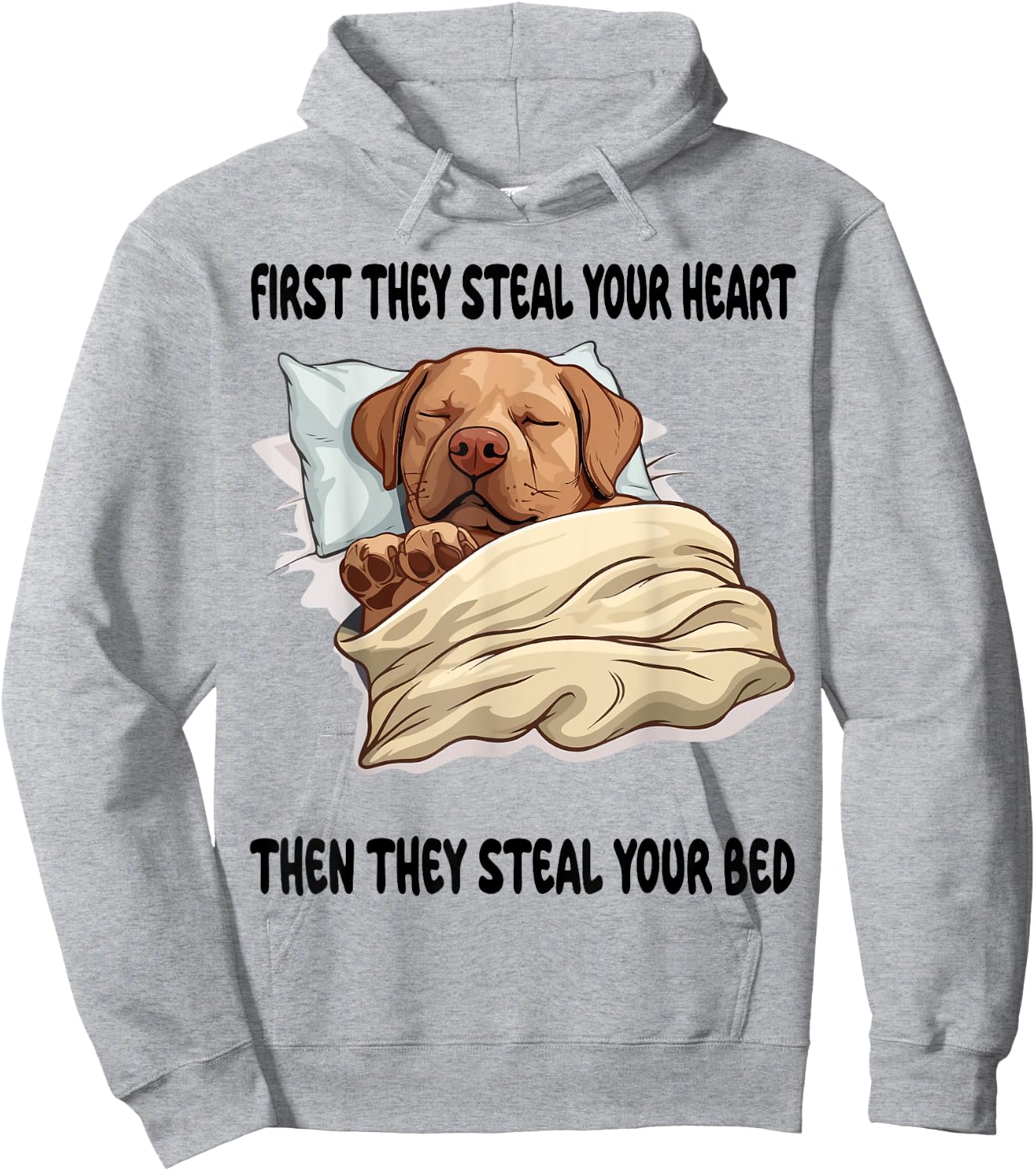 Labrador Sleeping Pajamas Nightgown Hoodie - Hoodie | Ash