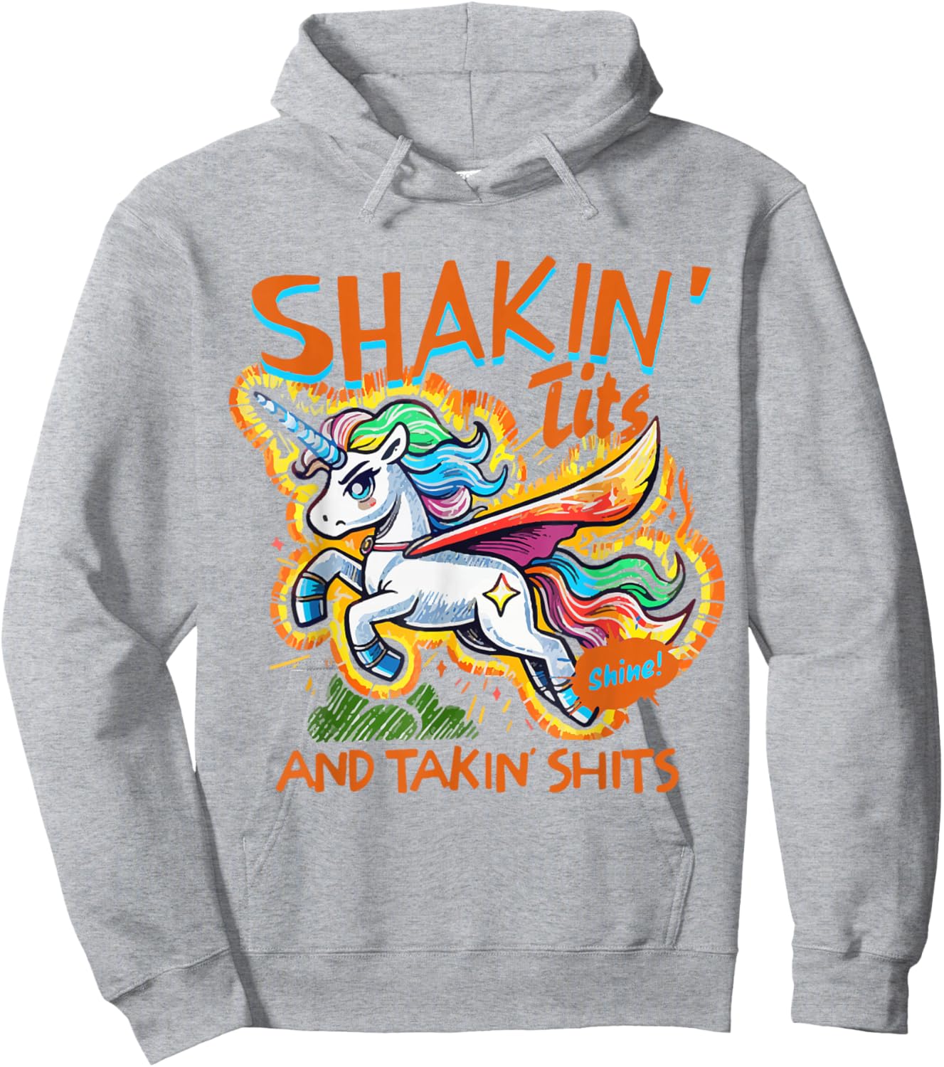 Funny Shakin' Tits Graphic Gag Gifts Hoodie - Hoodie | Ash