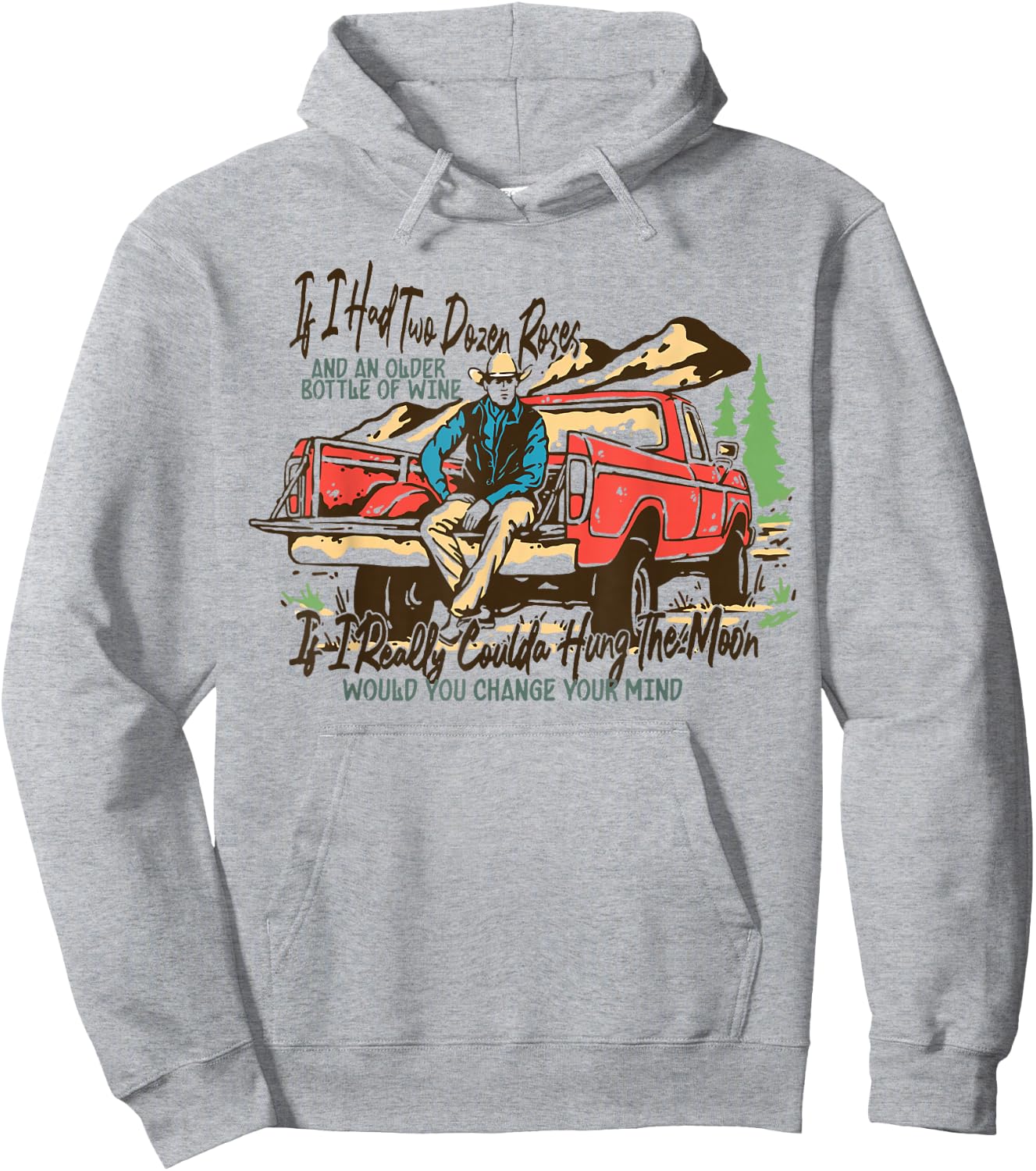 Vintage 80s Country Music Western Cowboy Hoodie - Hoodie | Ash