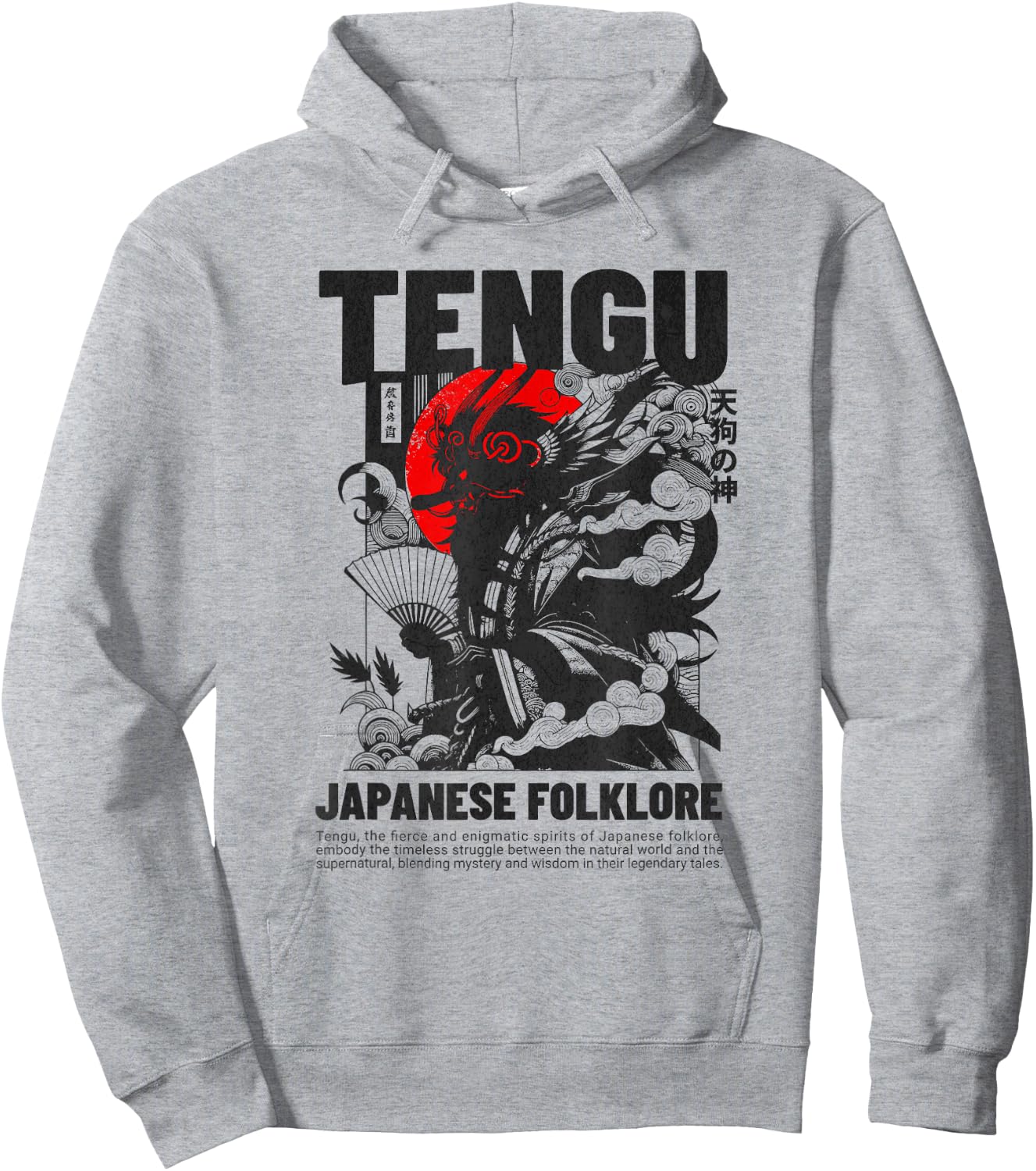 Japanese Tengu God - Vintage Japanese Folklore Hoodie - Hoodie | Ash