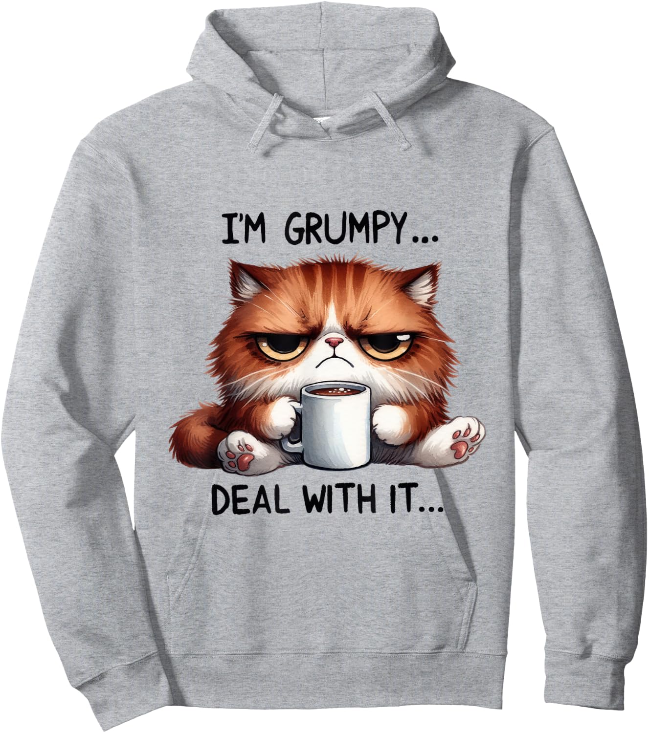 funny cat i'm grumpy deal with it Women Kids Hoodie - Hoodie | Ash