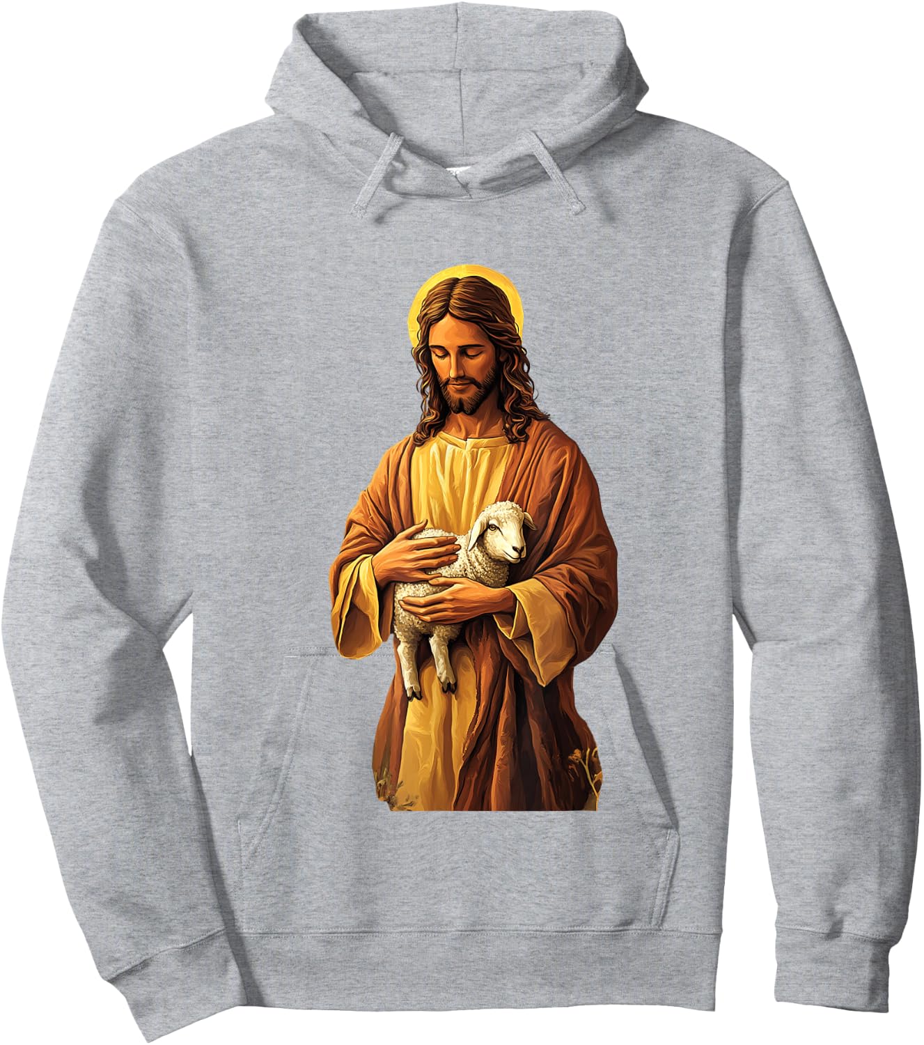 Jesus Holding Lamb Good Shepherd Hoodie - Hoodie | Ash
