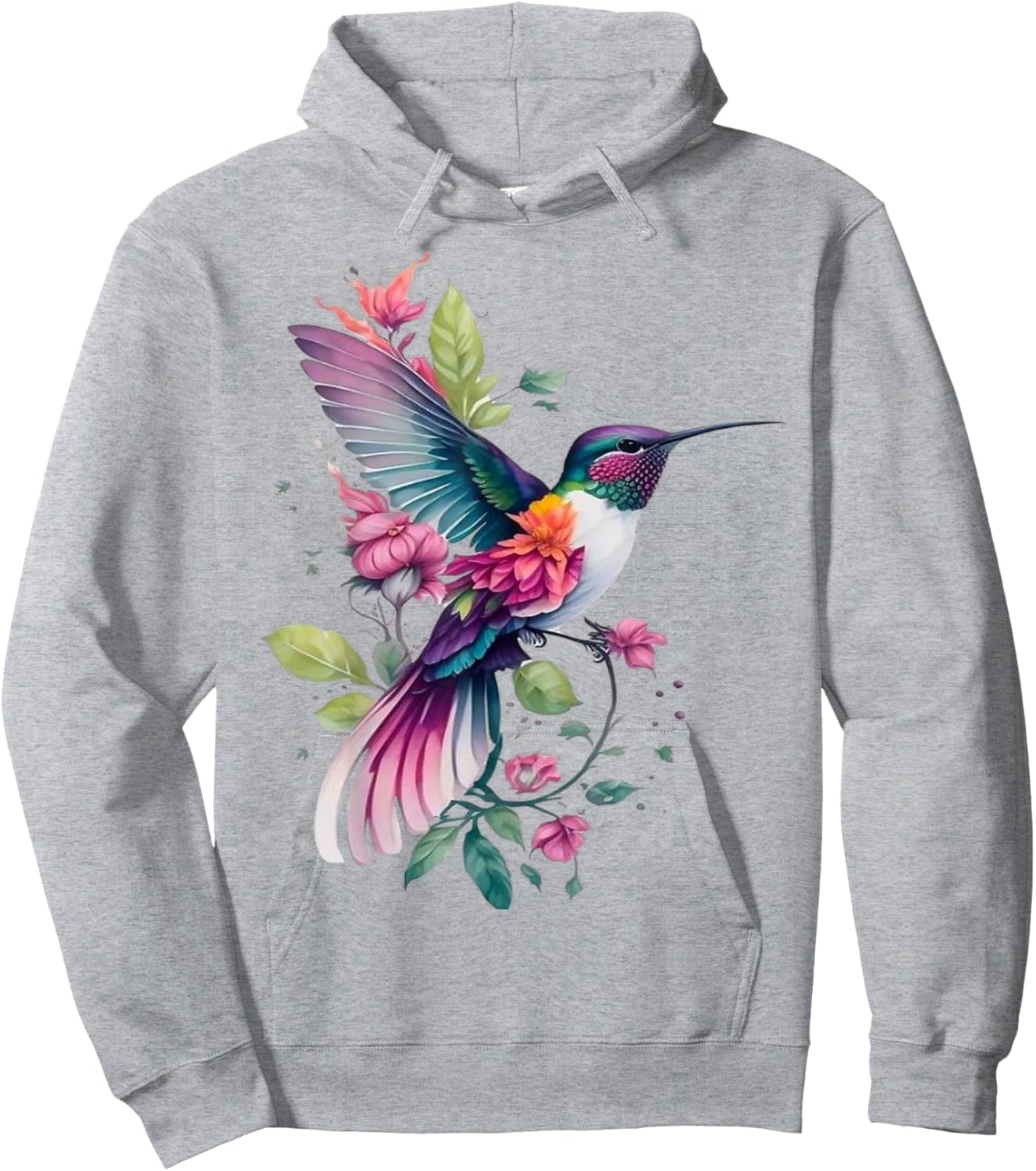 Floral Humming Bird Flowers Tie Dye Hummingbird Hoodie - Hoodie | Ash