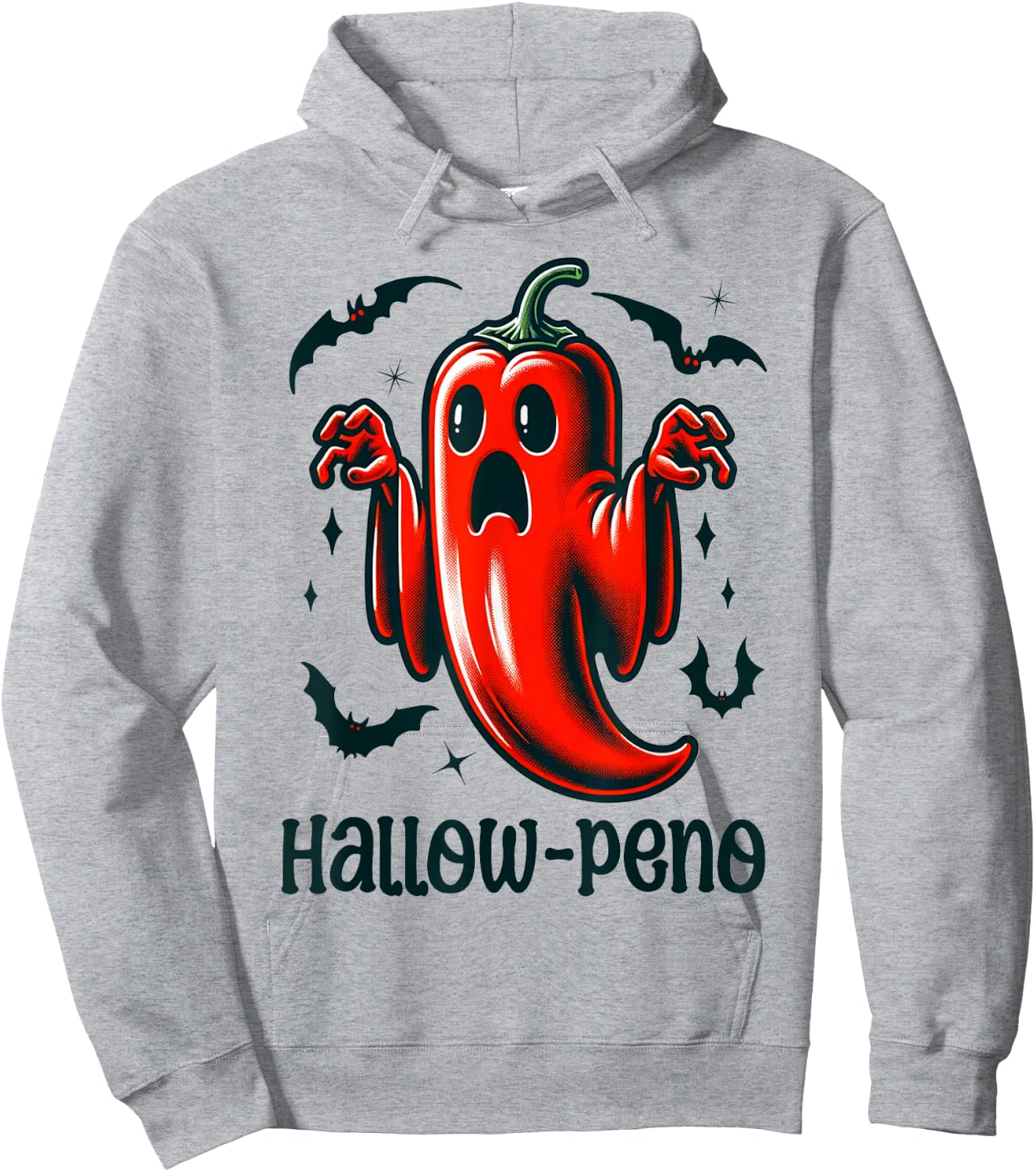 Funny Jalapeno "Hallow-peno" Halloween Costume Hoodie - Hoodie | Ash