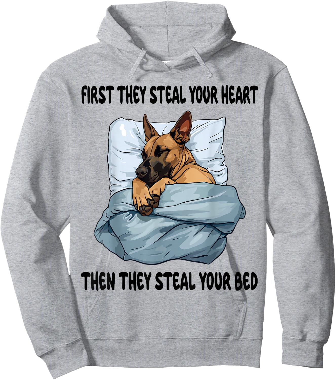 Belgian Malinois Sleeping Pajamas Nightgown Hoodie - Hoodie | Ash