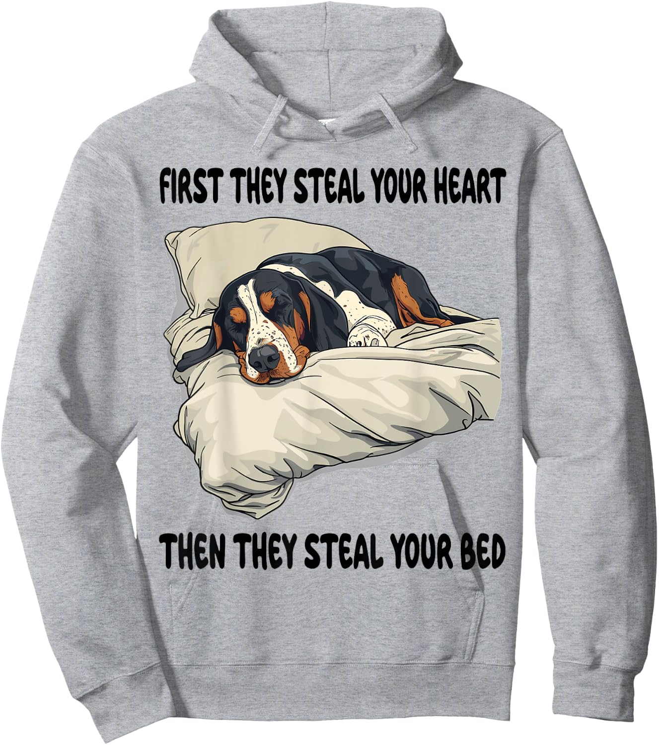 Bluetick Coonhound Sleeping Pajamas Nightgown Hoodie - Hoodie | Ash
