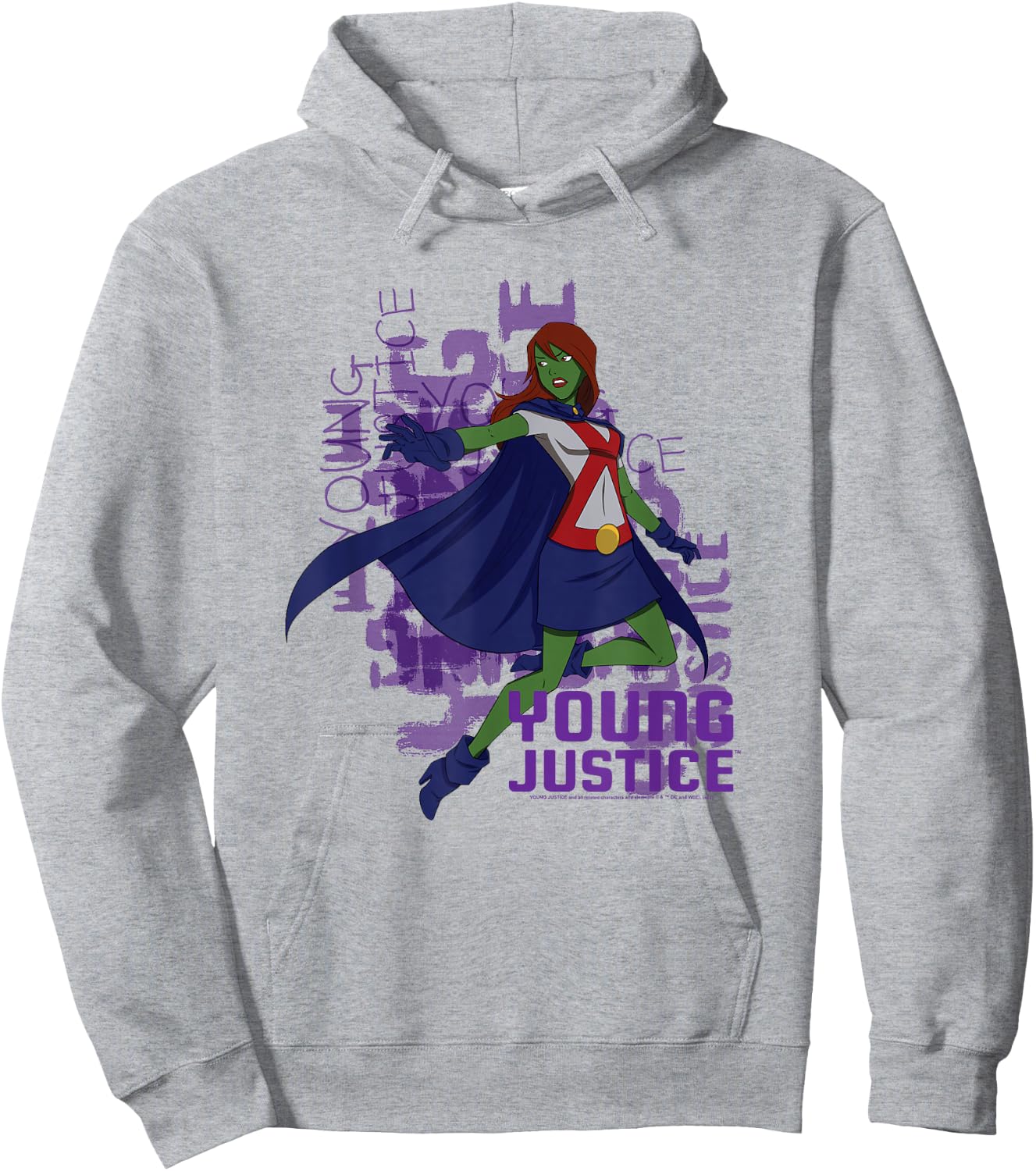 Young Justice Miss Martian With Logo Hoodie - Hoodie | Ash