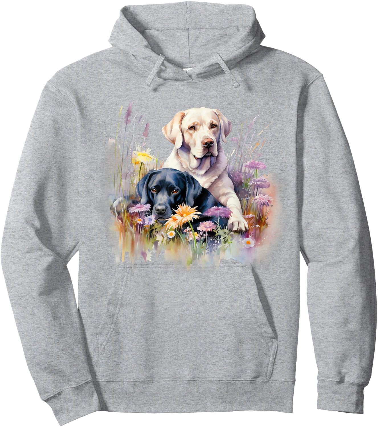Floral Wildflower Dog Labrador Retriever Hoodie - Hoodie | Ash