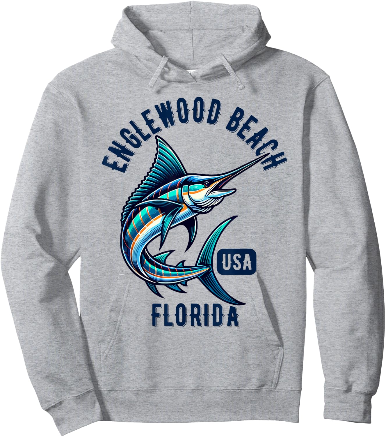 Englewood Beach Florida USA Fishing Design Hoodie - Hoodie | Ash