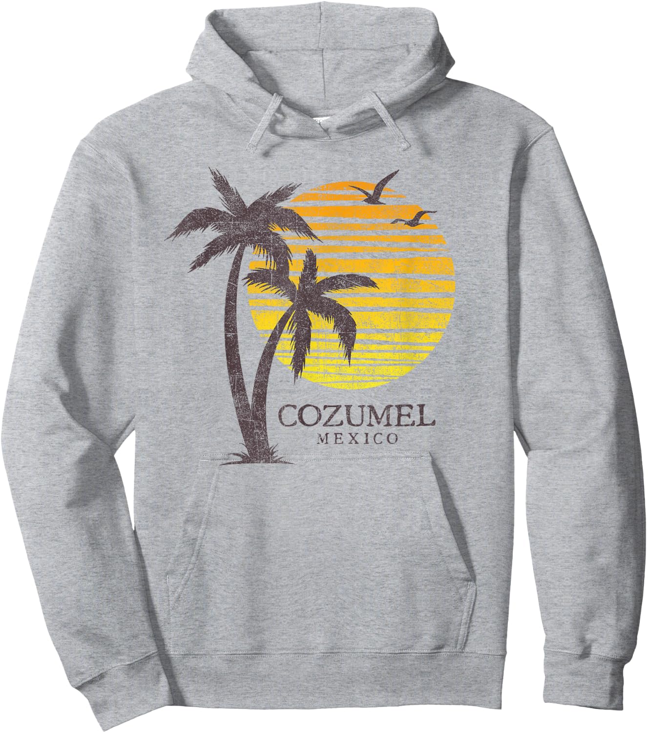 Cozumel Mexico Souvenir Beach Sunset Vintage Hoodie - Hoodie | Ash