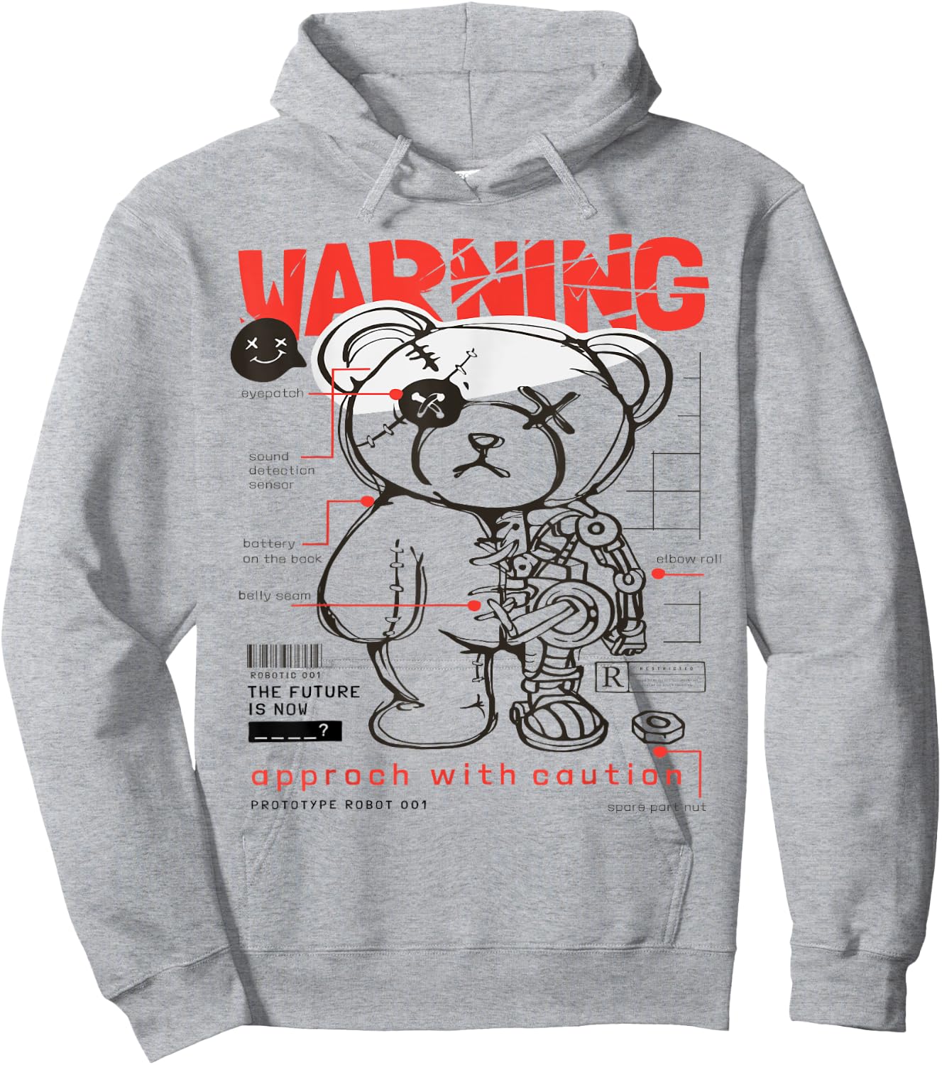 Prototype Robot Teddy Bear Funny Hoodie - Hoodie | Ash