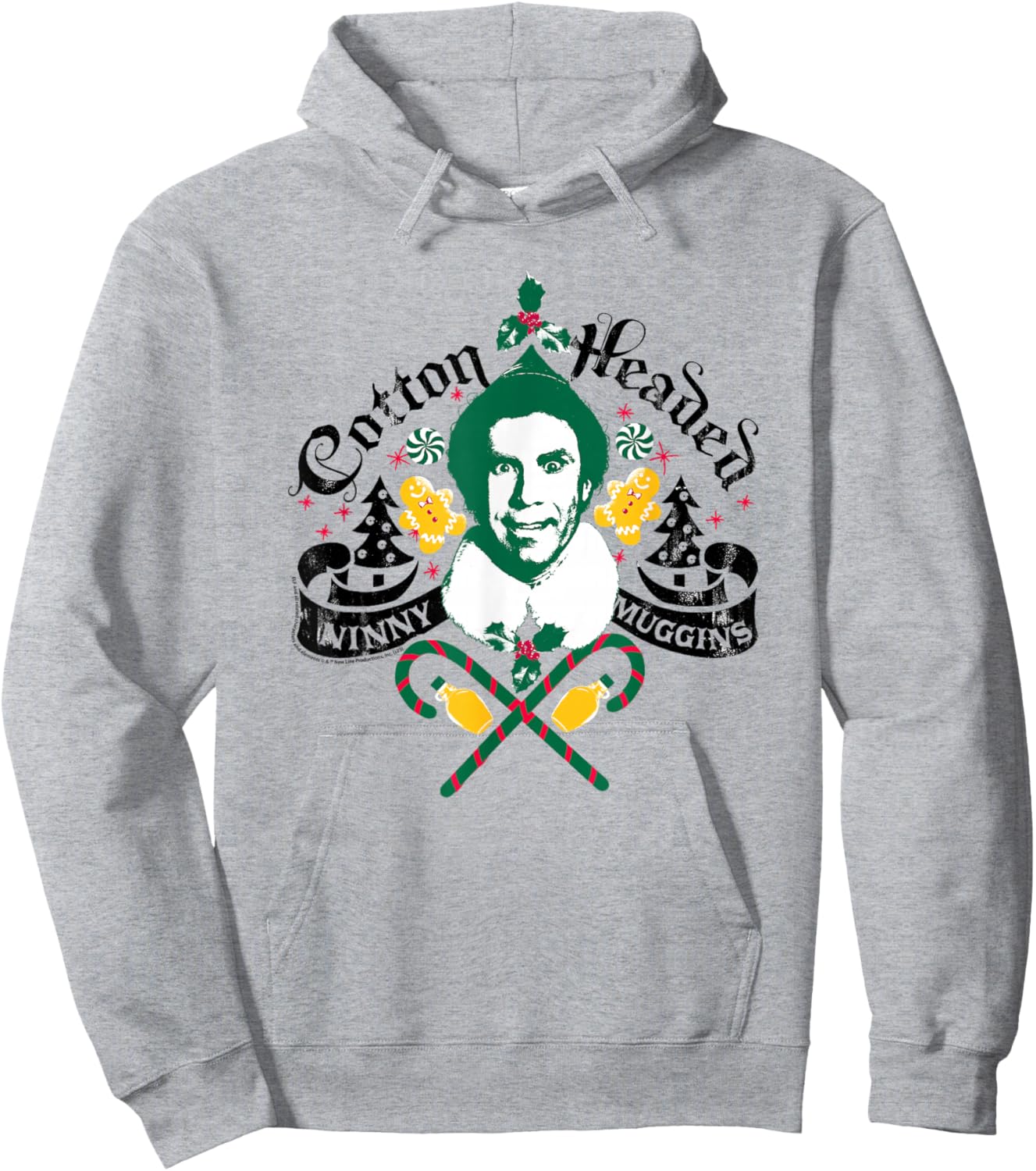 Elf Cotton Headed Ninny Muggins Christmas Hoodie - Hoodie | Ash
