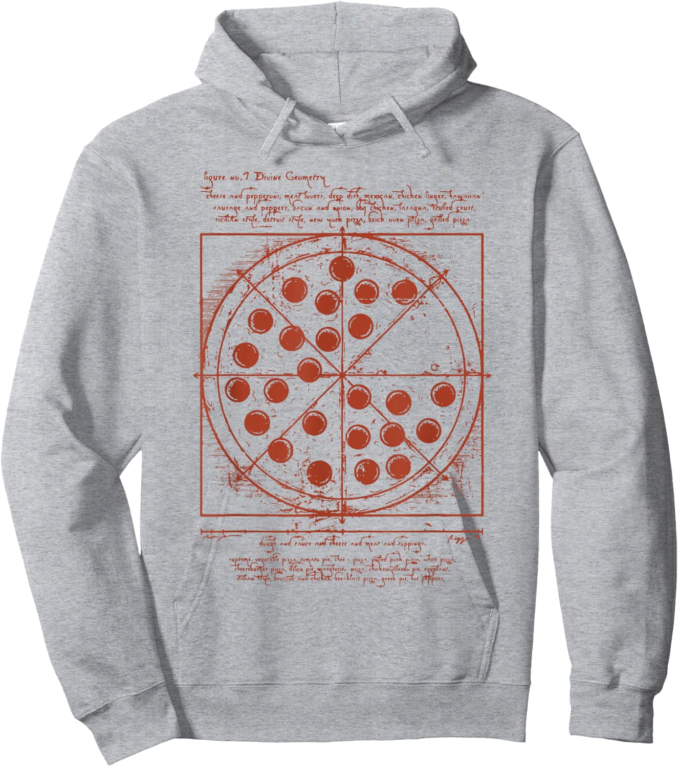 Vitruvian Pizza Da Vinci Funny Movie Reference Hoodie - Hoodie | Ash