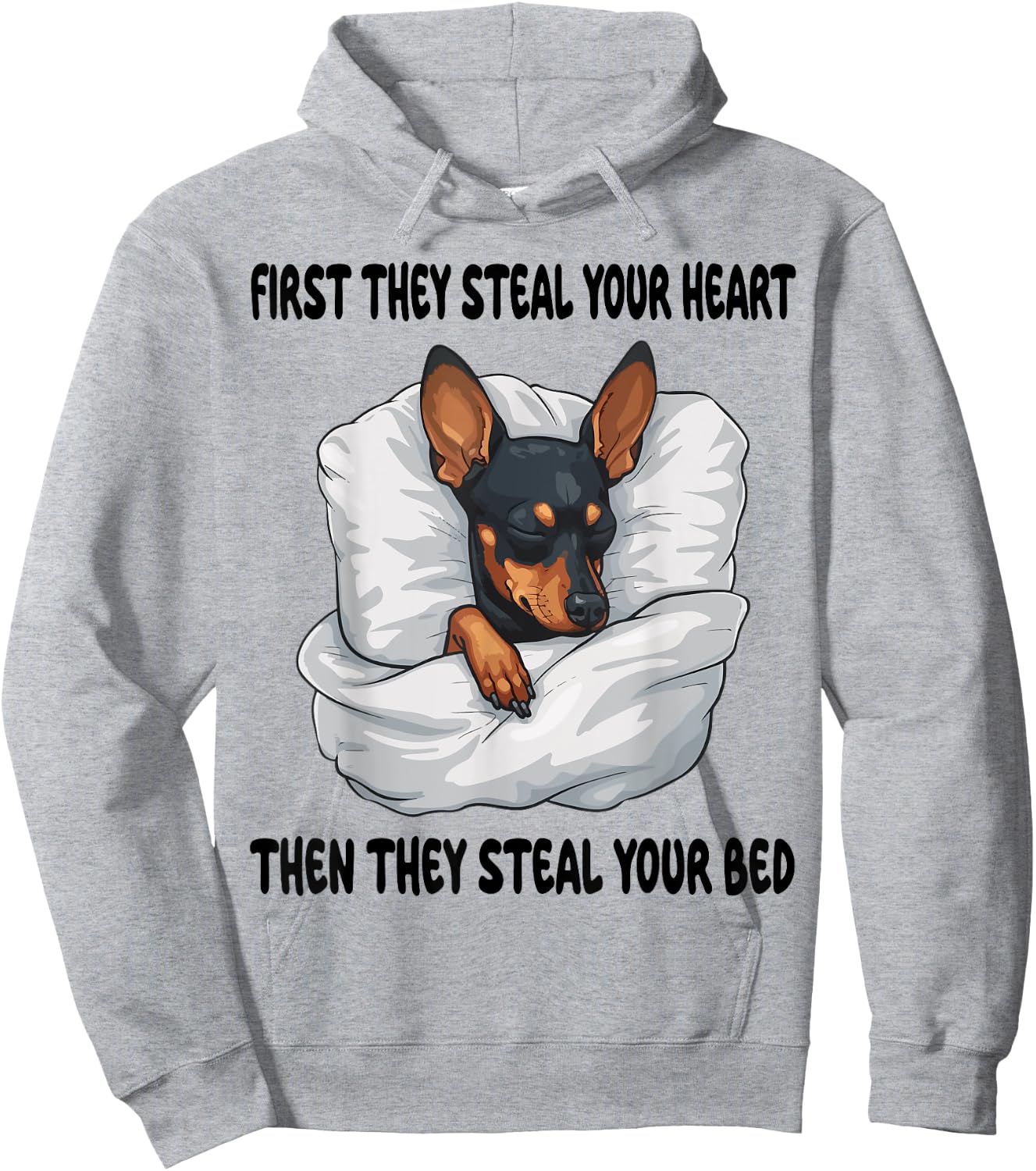 Miniature Pinscher Sleeping Pajamas Nightgown Hoodie - Hoodie | Ash