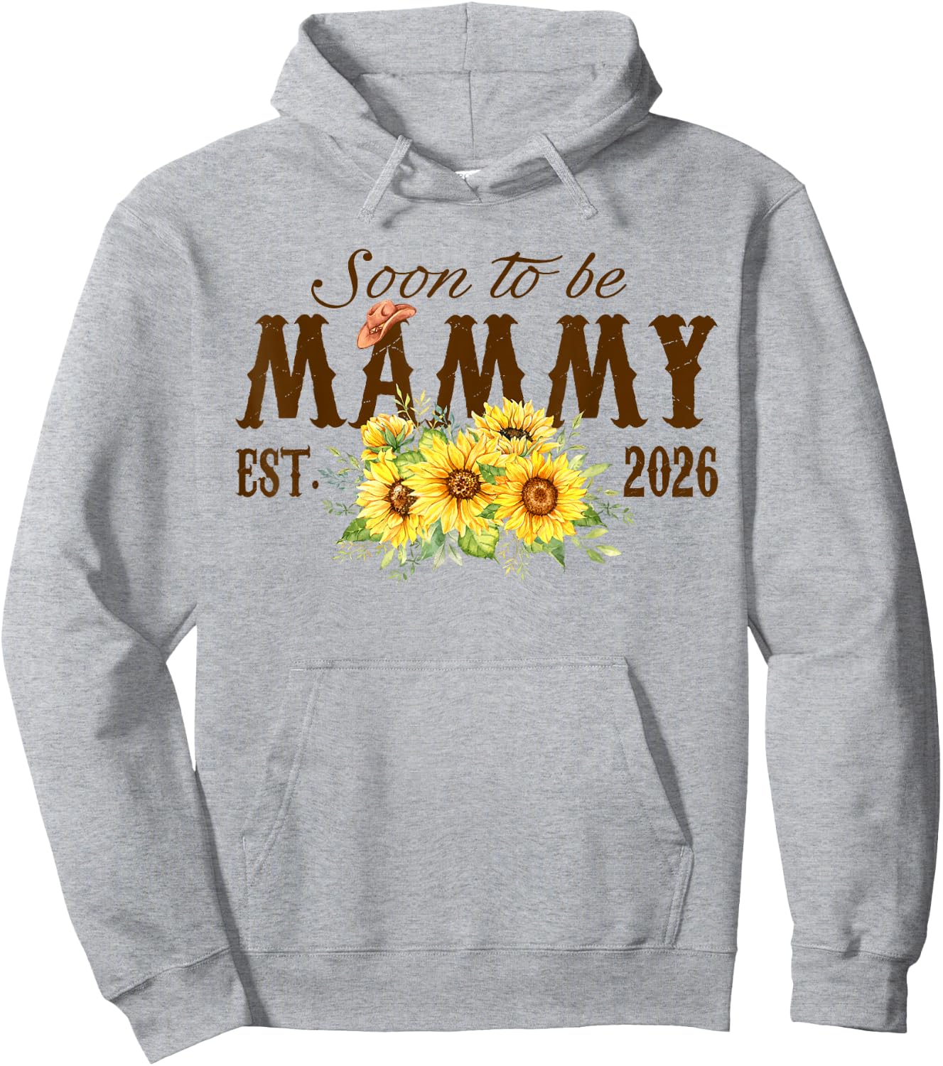 Soon to Be Mammy Est 2026 Sunflower Mothers Day Hoodie - Hoodie | Ash