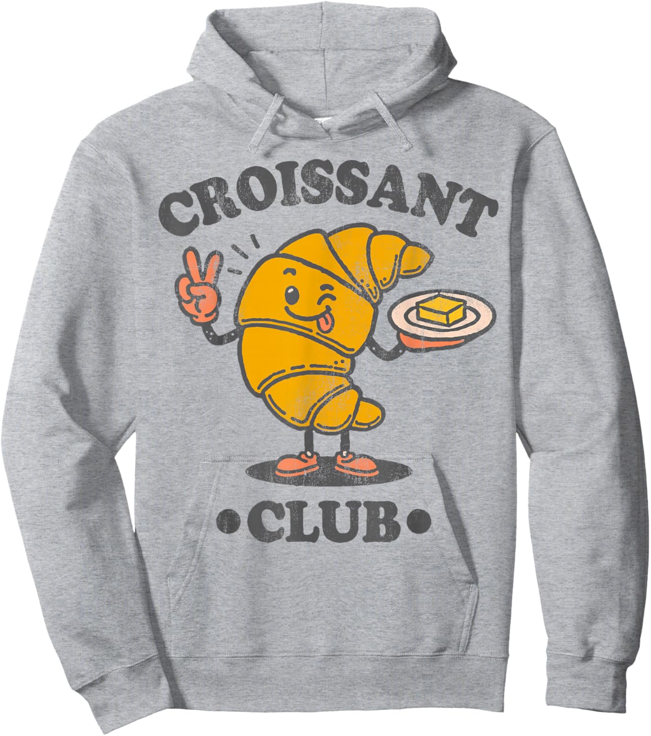 Croissant Club Cute French Pastry Cartoon Hoodie - Hoodie | Ash
