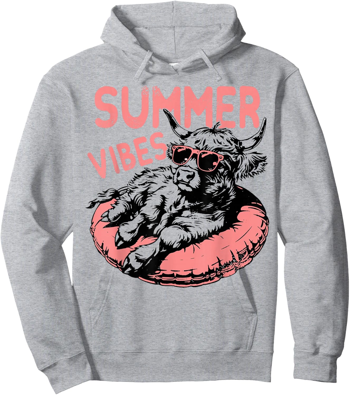 Summer Vibes Cute Sunglasses Cow Float Swimming Hoodie - Hoodie | Ash