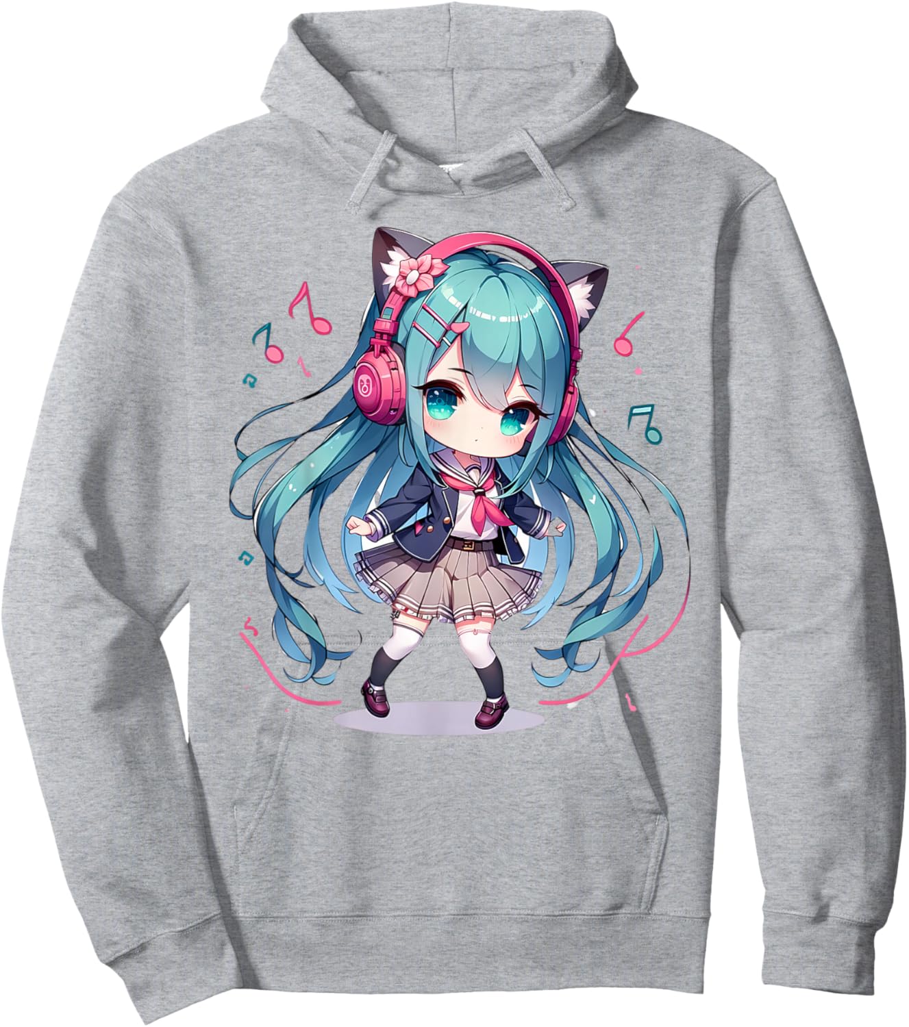 Anime and Music Dance Groove Chibi Teen Girl Hoodie - Hoodie | Ash