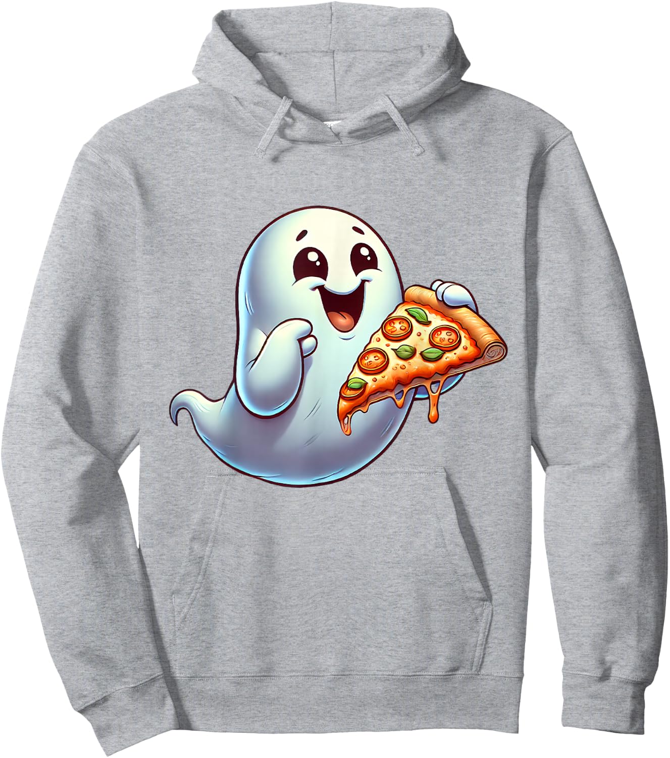 Ghost Eating Pizza Halloween Men Women Kids Hoodie - Hoodie | Ash
