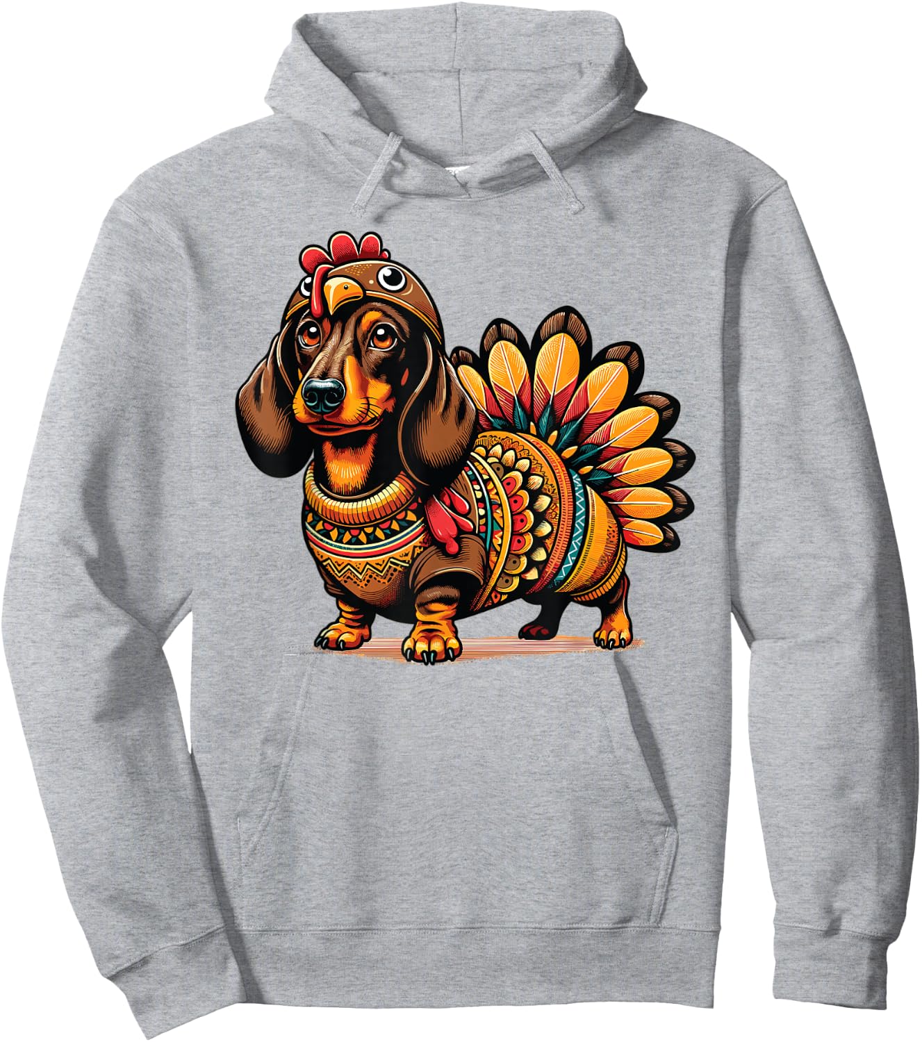 Dachshund Dog Weiner Turkey Costume Hoodie - Hoodie | Ash