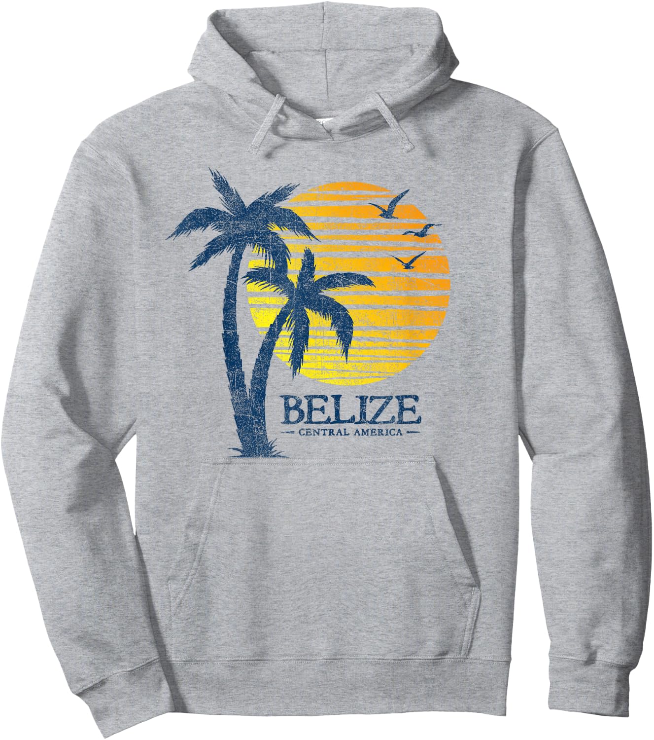 Retro Belize Souvenir Vintage Sunset Men Women Hoodie - Hoodie | Ash