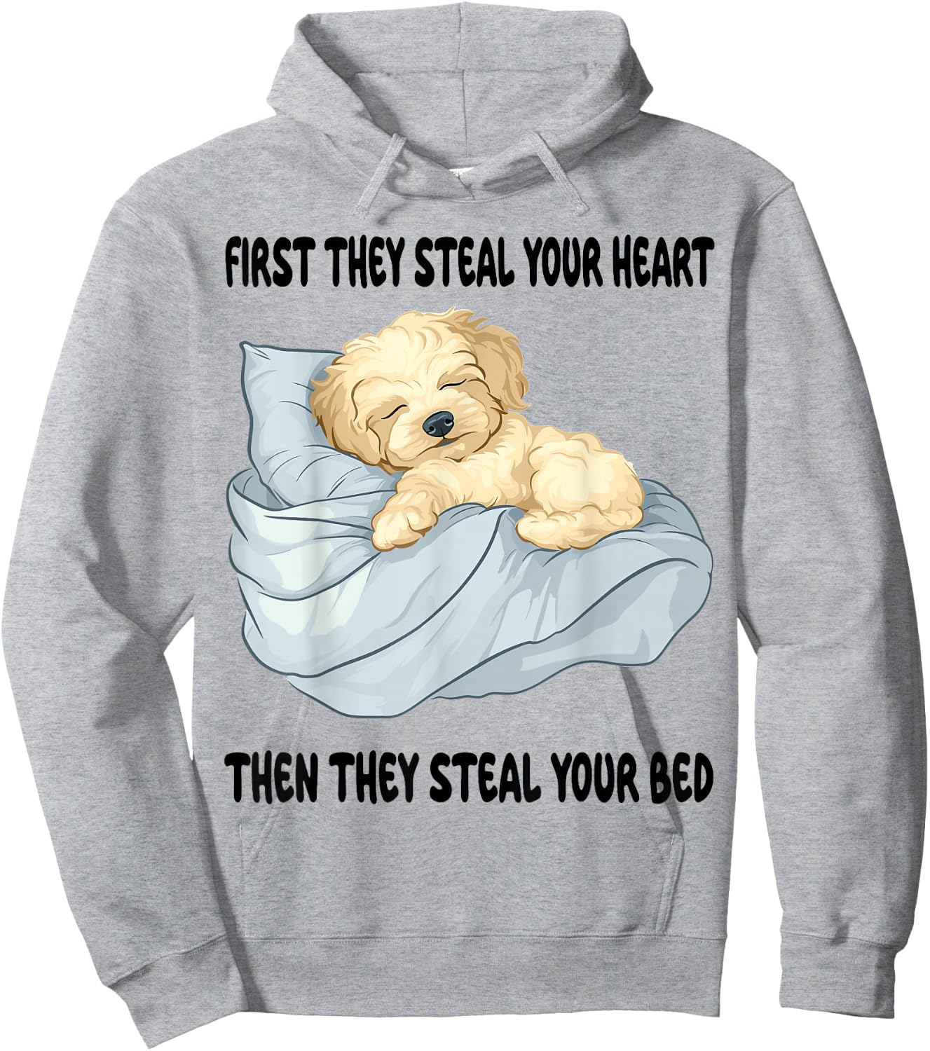 Maltipoo Sleeping Pajamas Nightgown Hoodie - Hoodie | Ash